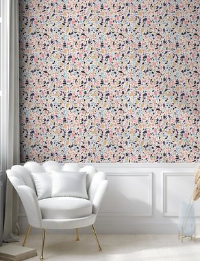 Abakuhaus Vinyltapete selbstklebendes Wohnzimmer Küchenakzent, Abstrakt Mosaik Pebble Forms Motiv
