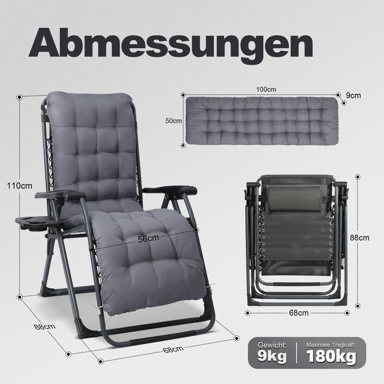 HOMECALL Gartenliege Sonnenliege Klappbar, Liegestuhl mit günstig online kaufen