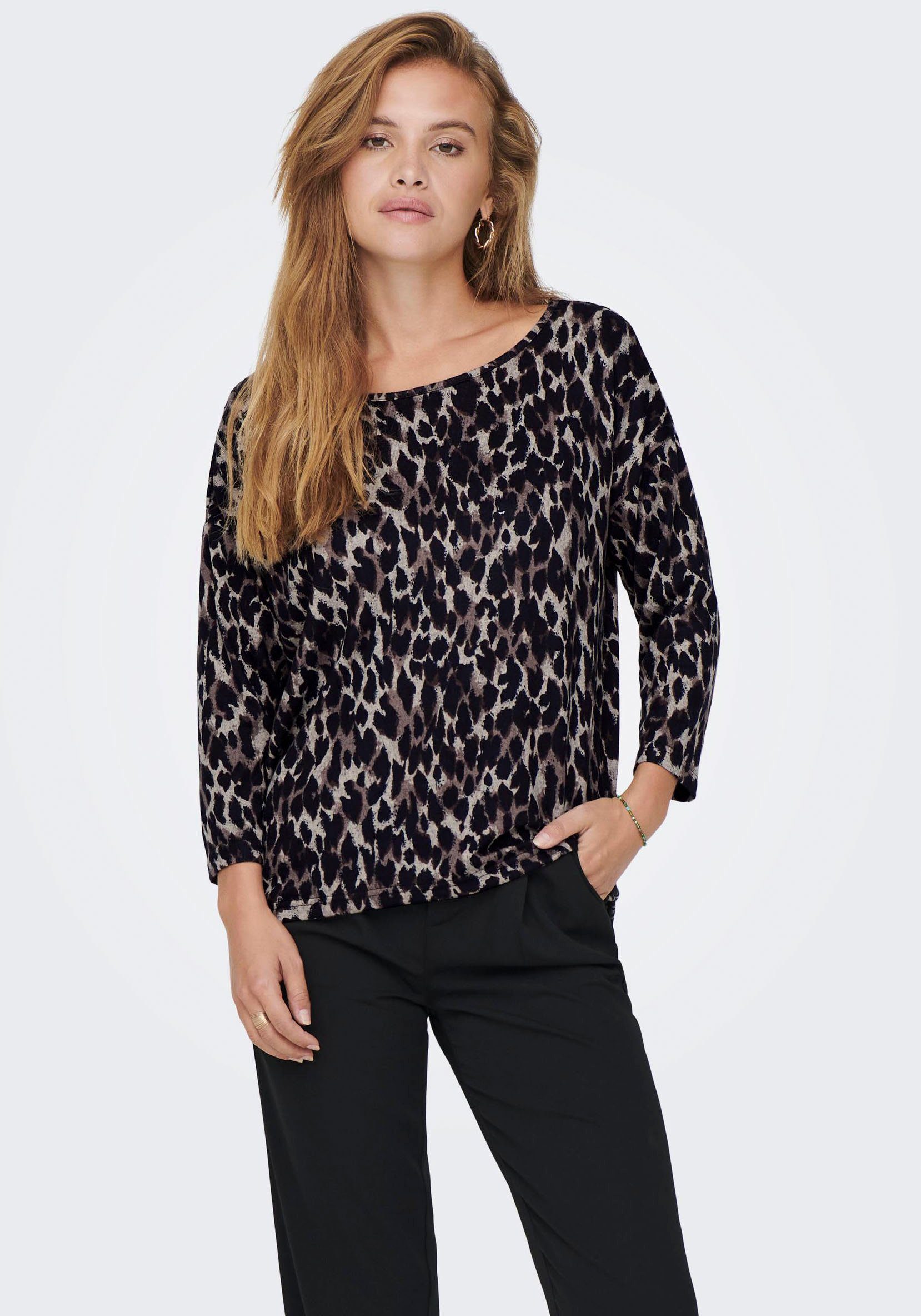 3/4-Arm-Shirt ANITA Gray JRS LEO ONLY AOP ONLELCOS Taupe 4/5 TOP