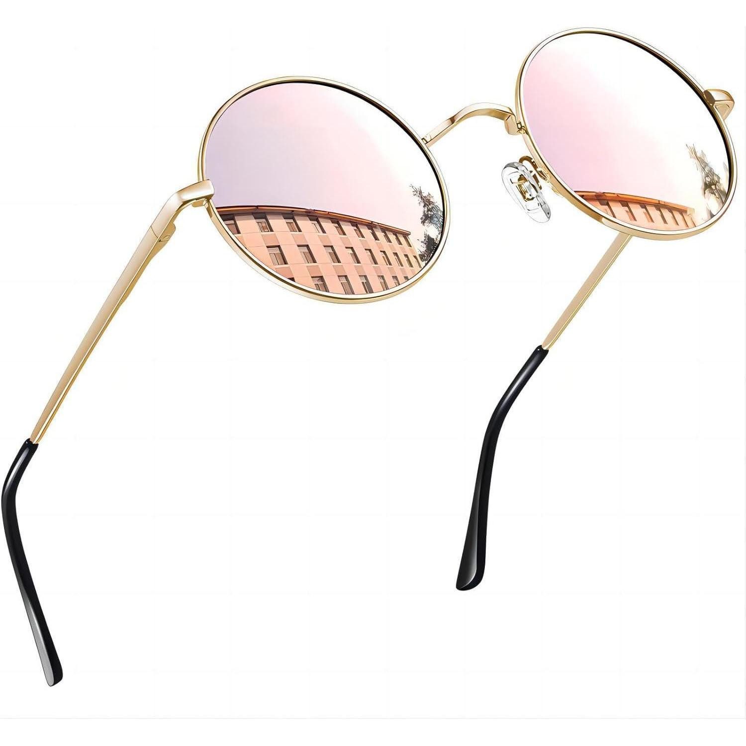 LuxusKollektion Retrosonnenbrille Sonnenbrille Rund Polarisiert UV400 A17-gold Rosa Wie die Bilder (1-St)