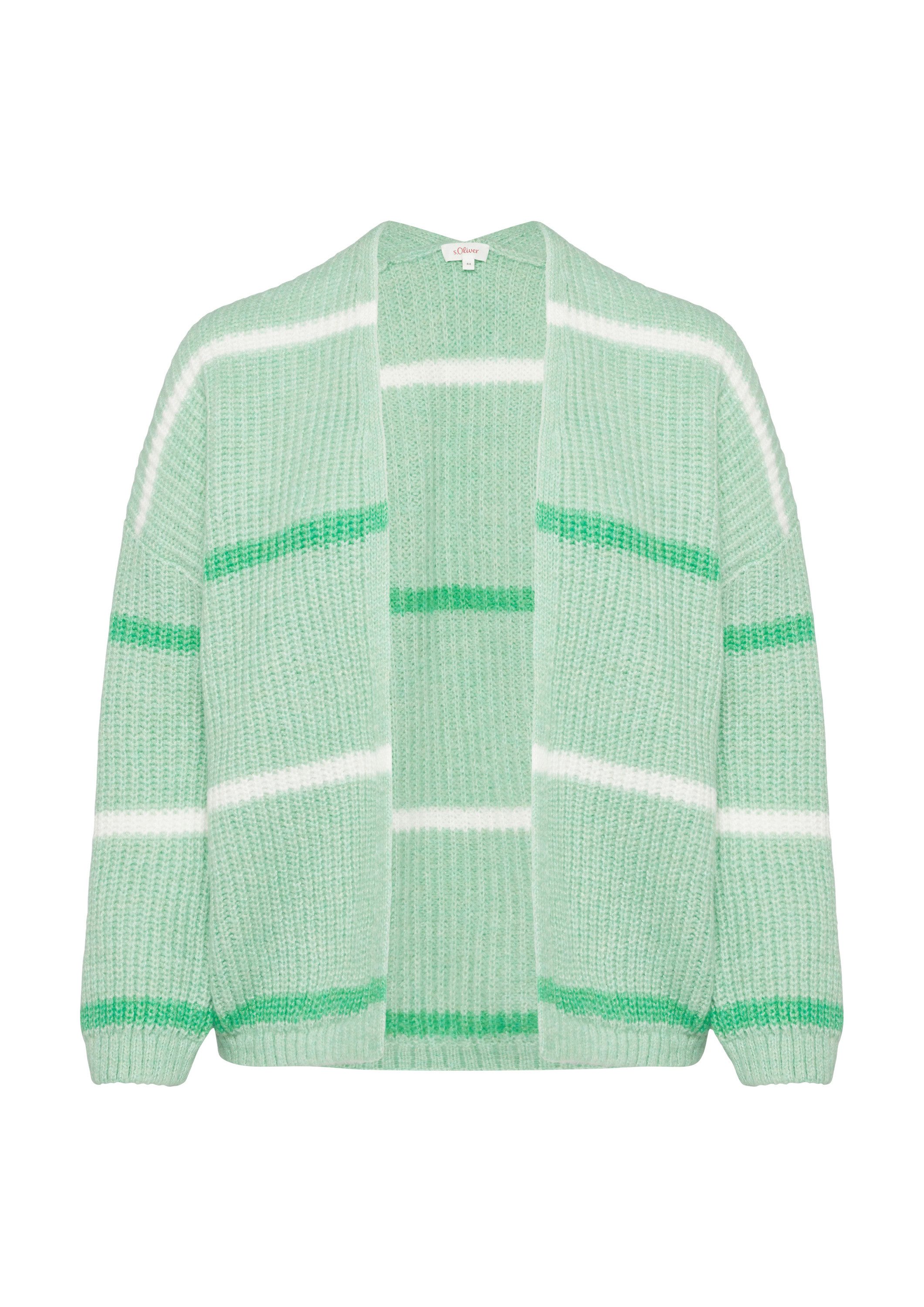 s.Oliver Cardigan Strickjacke Gestreifter Cardigan mit überschnittenen Schultern