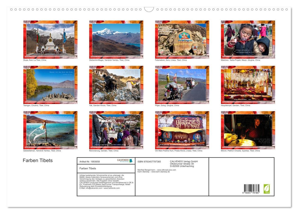 Thumbnail - CALVENDO Wandkalender Farben Tibets (Wandkalender 2026 DIN A2 quer), CALVENDO Monatskalender