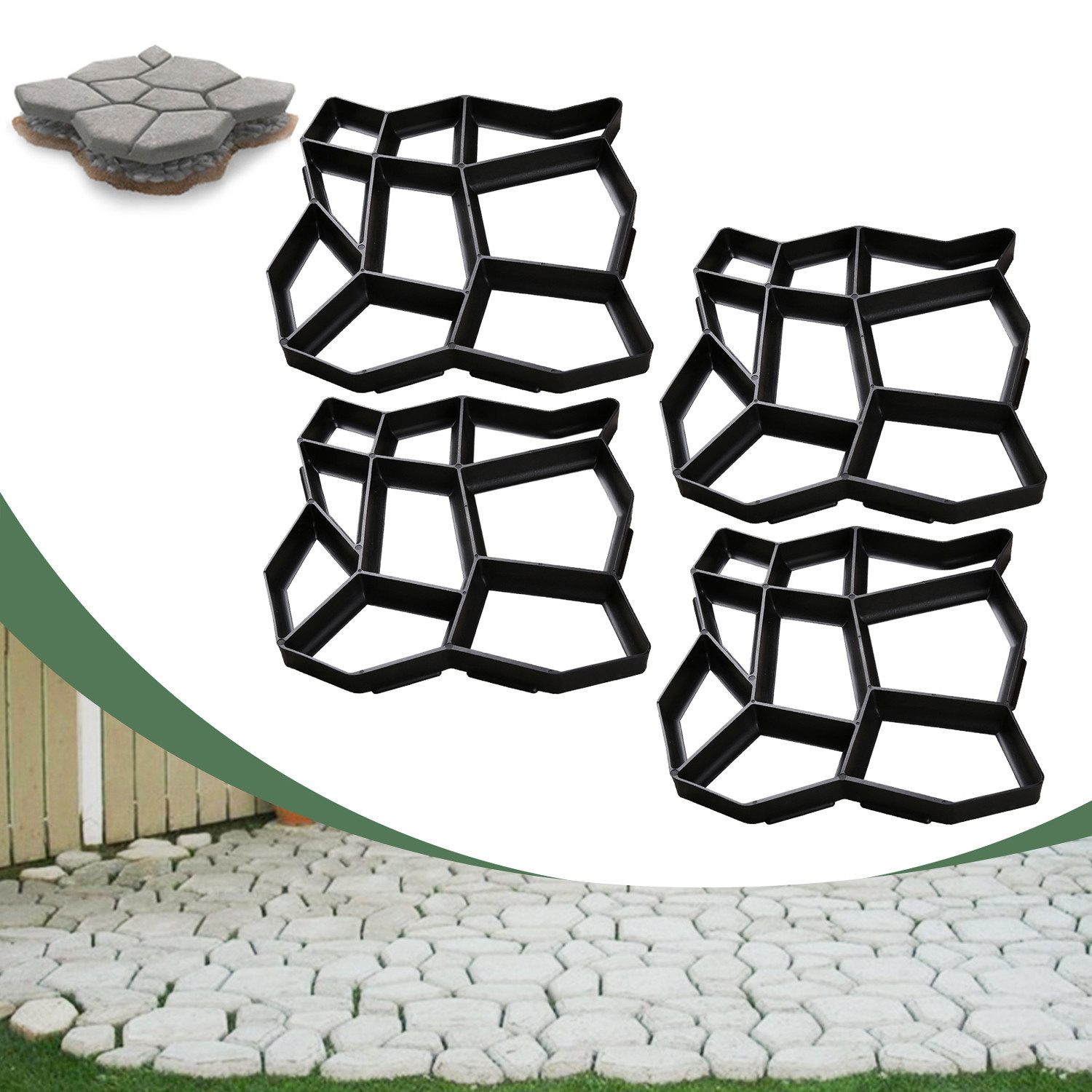 Clanmacy Gipsfaserplatten 1-5x DIY Pflasterform Gehweg günstig online kaufen