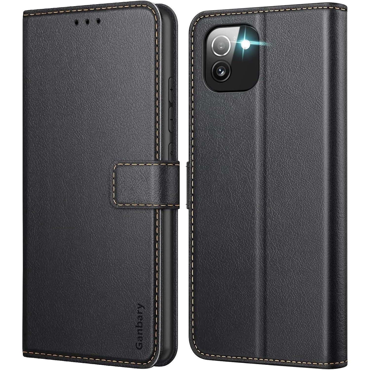 LuxusKollektion Flip Case Handyhülle Samsung Galaxy A03 Klapphülle Schwarz Magnet in Lederoptik