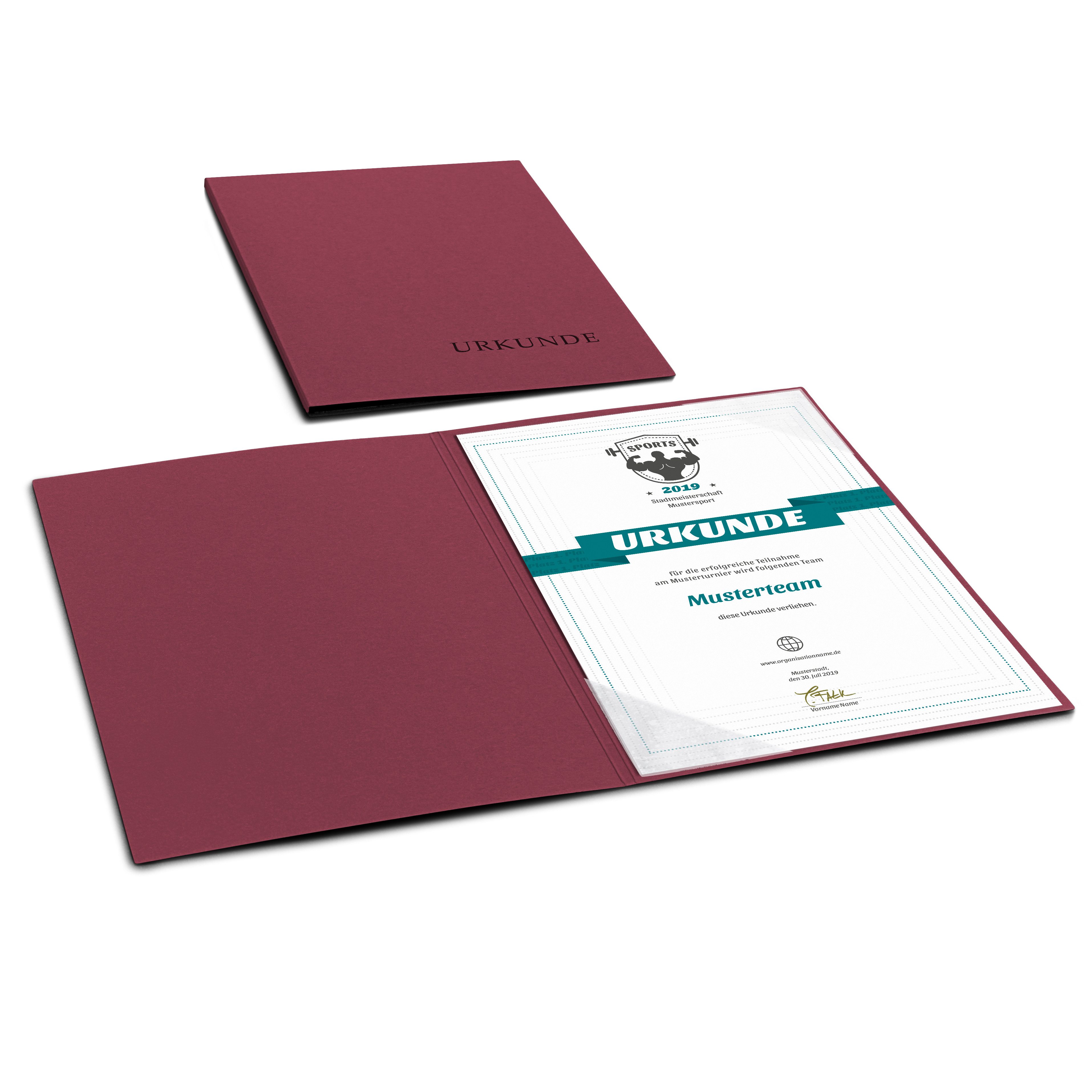 STRATAG Organisationsmappe Urkundenmappen Lemani® BASIC - 5 Stück 1-tlg glatter Premium-Karton (Set, 5-St., Premium-Qualität mit hochwertiger Prägung URKUNDE), direkt vom Hersteller STRATAG - handgefertigt in Deutschland