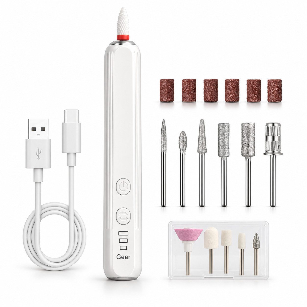 Tekoo Maniküre-Pediküre-Set Nagelfräser Elektrisch USB-C Maniküre Pediküre Set Fräser für Nägel, Mehrteiliges Set inklusive Zubehör und Ladekabel, Keramik-Raketenaufsatz,3 Geschwindigkeitsstufen,Rechts-/Linkslauf