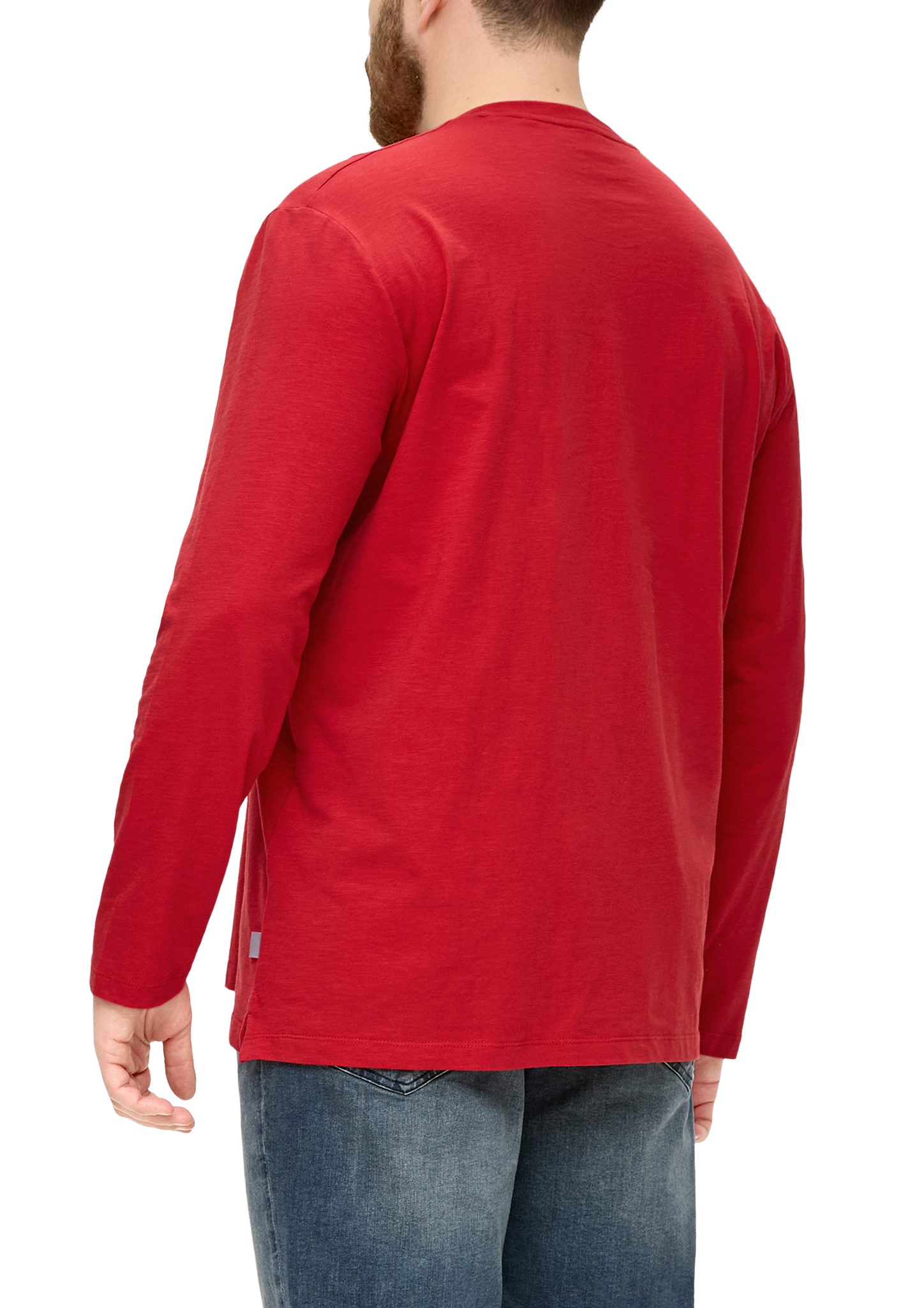 s.Oliver Langarmshirt Longsleeve mit Flammgarnstruktur chilirot