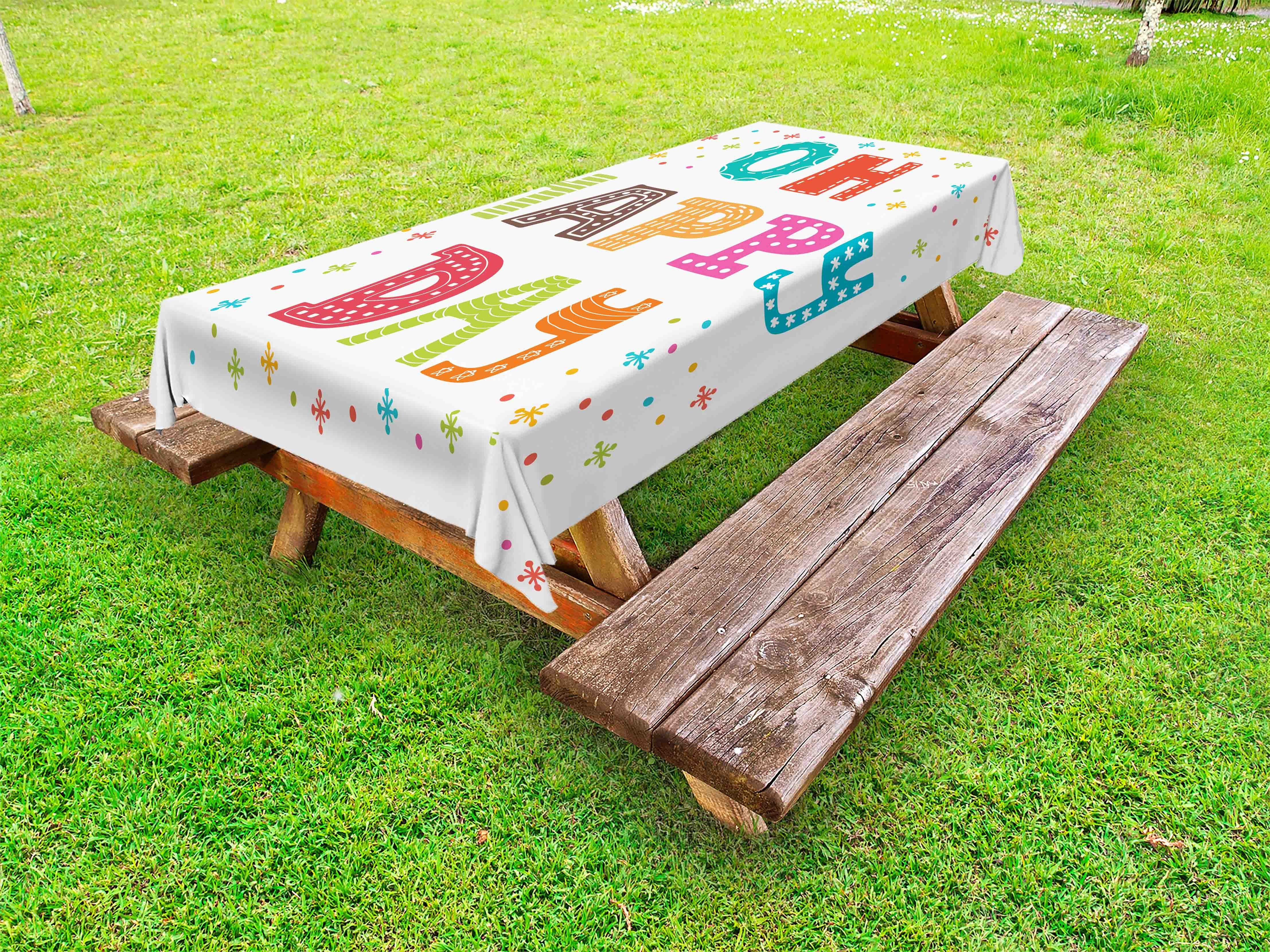 Abakuhaus Tischdecke dekorative waschbare Picknick-Tischdecke, motivational Happy Day Worte