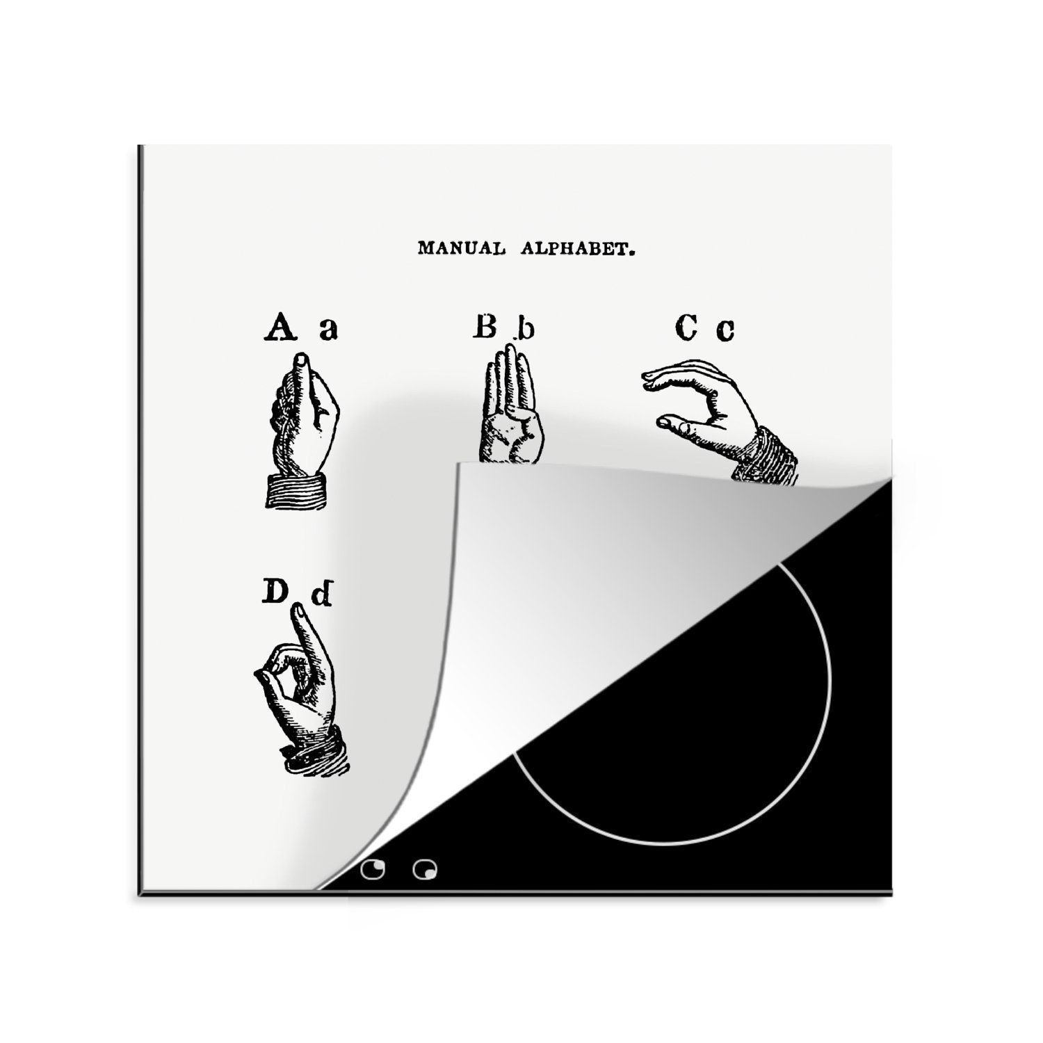 cm, Herdblende-/Abdeckplatte tlg), für Retro Arbeitsplatte küche Ceranfeldabdeckung, 78x78 MuchoWow Gebärdensprache - Vinyl, Lernen, (1 -