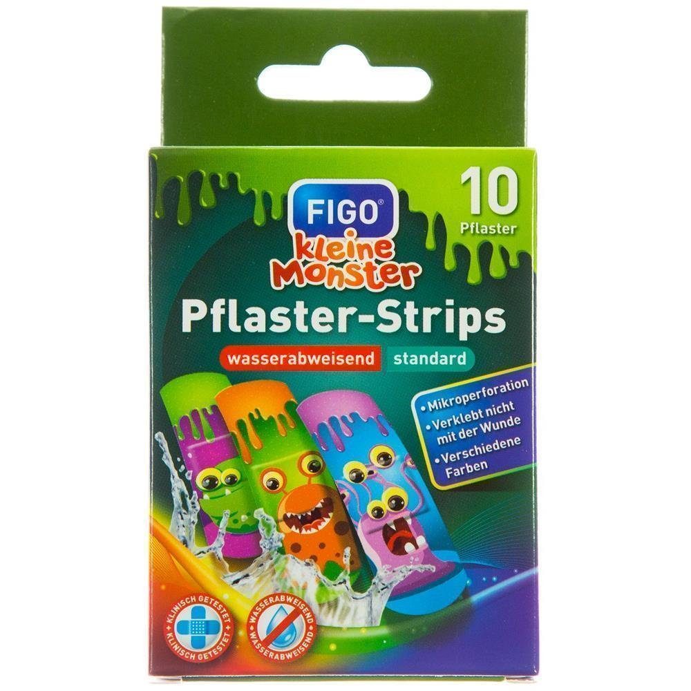 FIGO Wundpflaster 10er Kinder-Pflaster "Kleine Monster" (Set, 10 St., Kinderpflaster), Kinderpflaster Pflaster-Strips Pflasterstrips