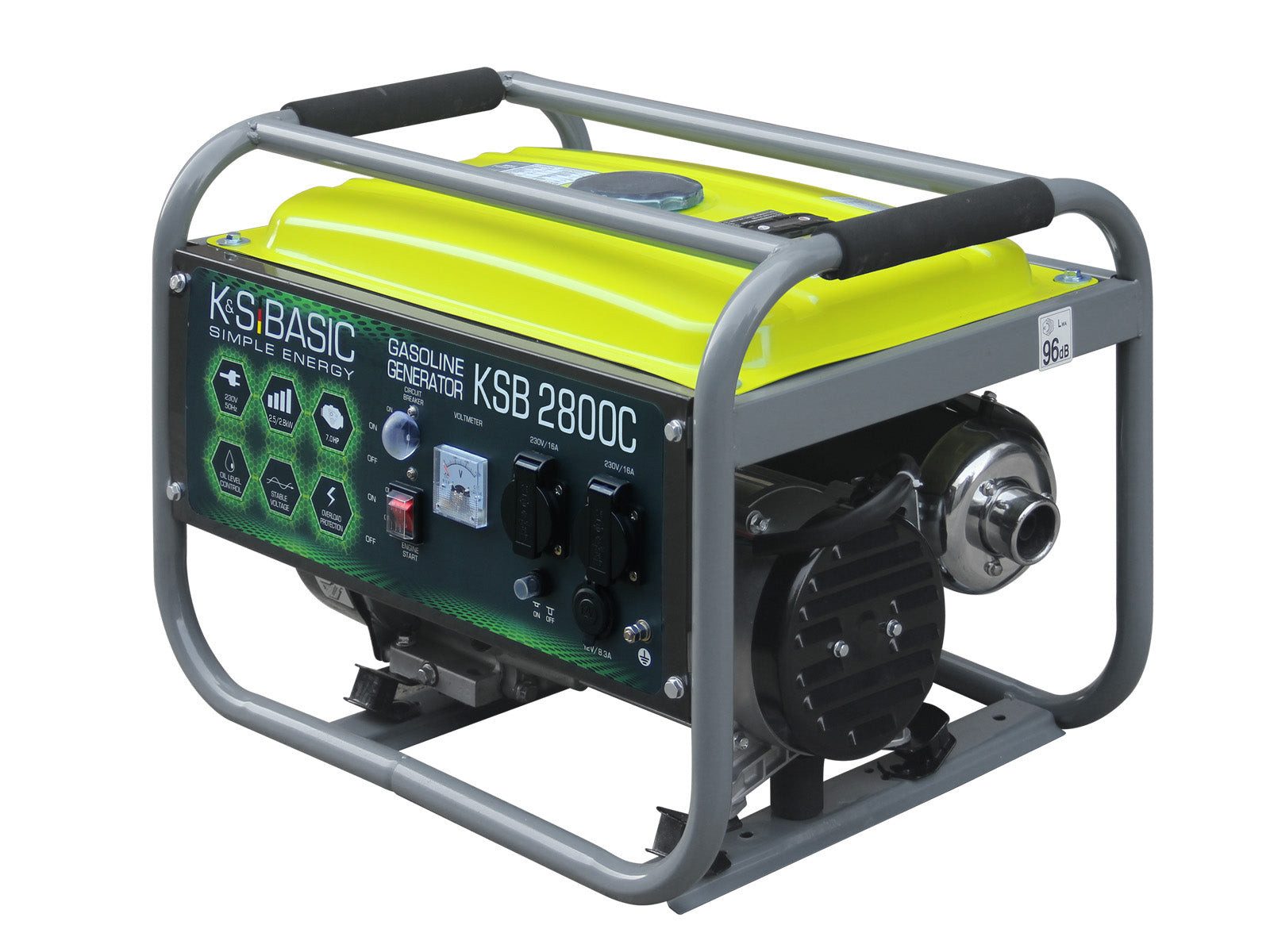 Könner & Söhnen Stromerzeuger KSB 2800C, 2,80 in kW, (Benzingenerator K&S Basic mit AVR und Kupferwicklung, 1-tlg., Preisgünstiger Stromerzeuger für Hausgebrauch (230V), 100% Kupferwicklung, AVR, Gummifüße, Einfacher Transport