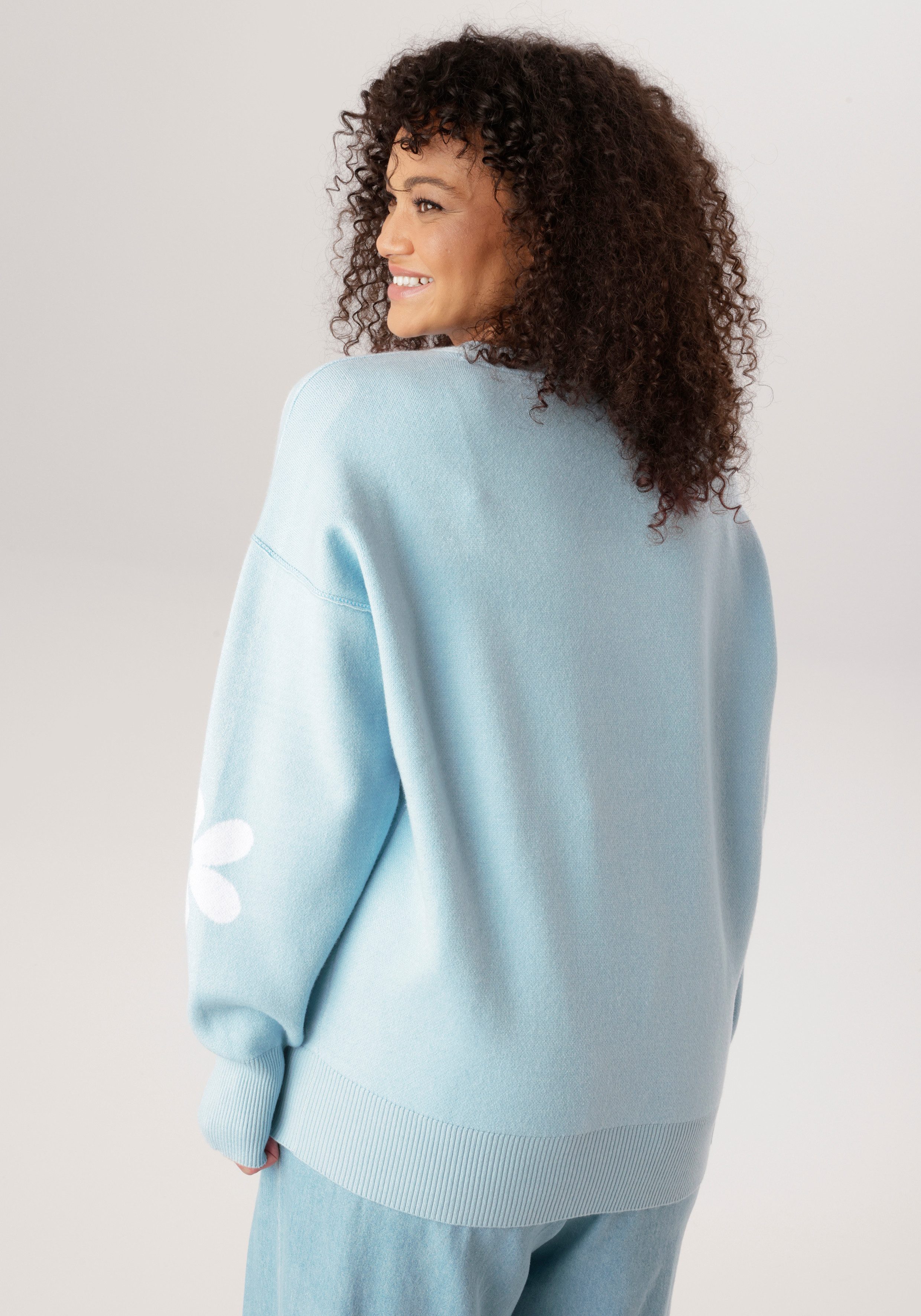 Aniston PLUS Strickpullover mit eingestricktem Blumenmuster