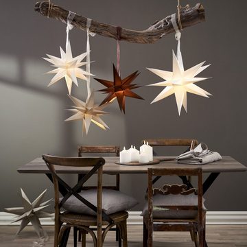MARELIDA LED Stern Papierstern 3D Stern mit Band Weihnachtsstern Faltstern D: 45cm weiß