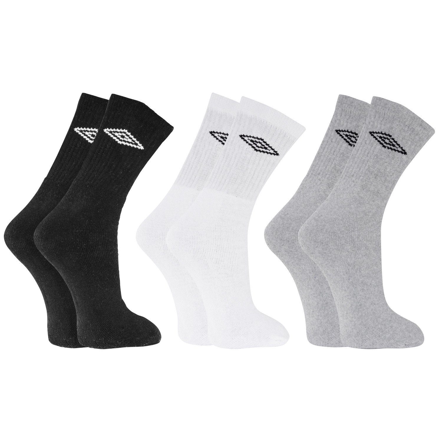 United Labels® Socken Umbro Grau Sportsocken Socken Männer Pack) (3er Schwarz/Weiß/ Herren 