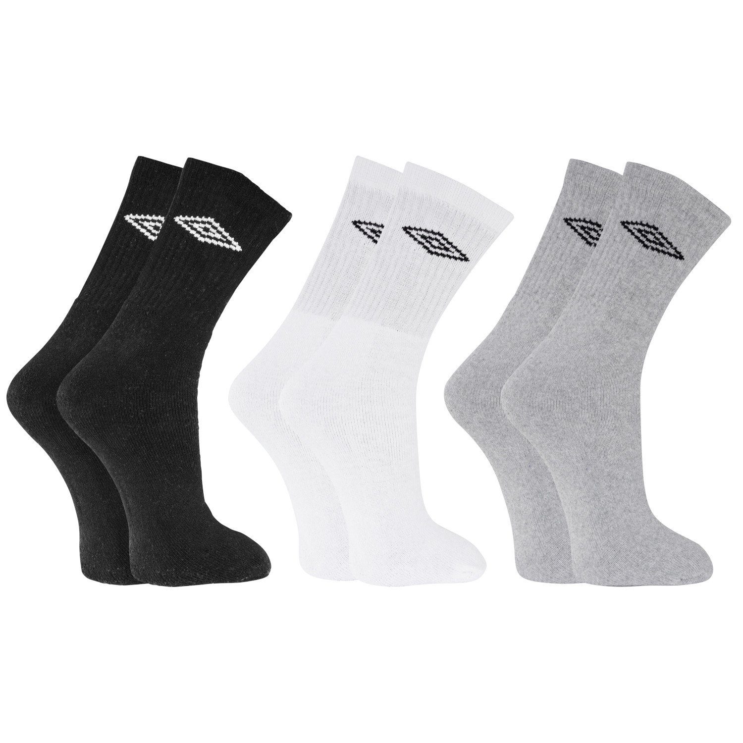 United Labels® Socken Umbro Socken - Sportsocken Herren Männer  Schwarz/Weiß/Grau (3er Pack)