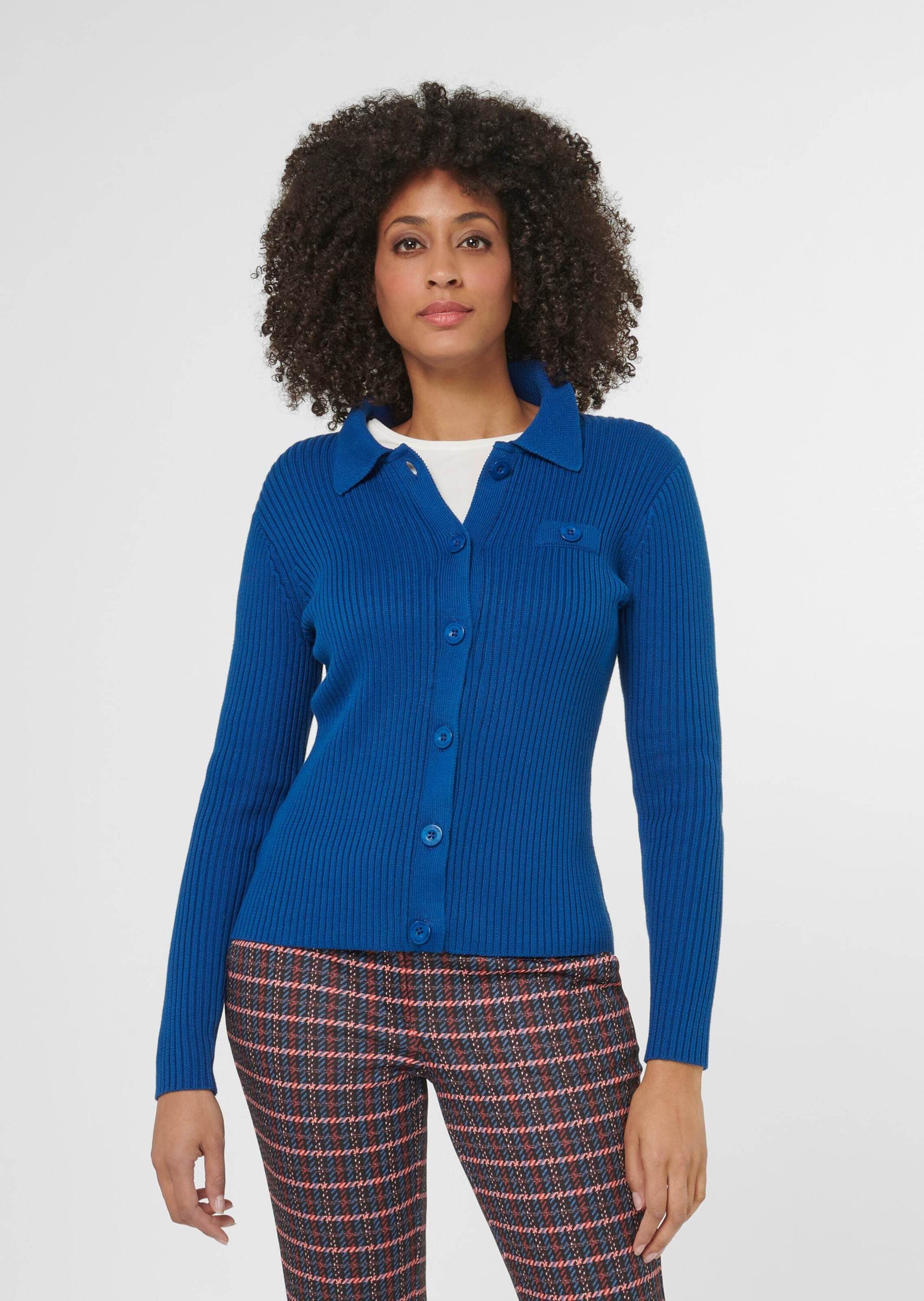 Strickjacke Rippstrick-Jacke mit langen Ärmeln