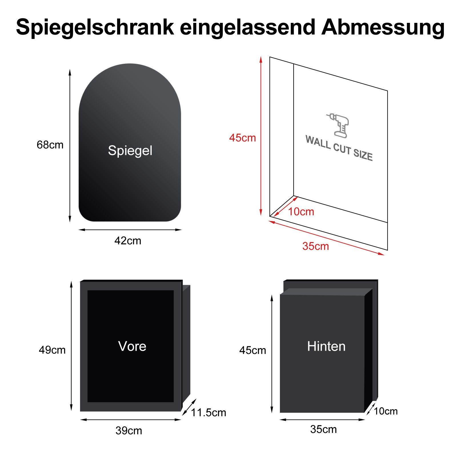 radelldar Spiegelschrank bad mit Beleuchtung bogen Badezimmerspiegelschrank günstig online kaufen