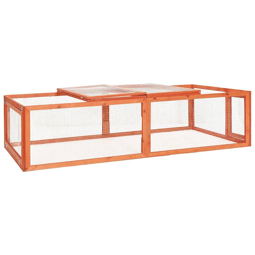 furnicato Kleintierstall Kaninchenstall aus massivem Massivholz mit Stahldraht 183x90x46,5 cm, Kleintiergehege mit öffnbarer Überdachung für bequemen Innenzugang