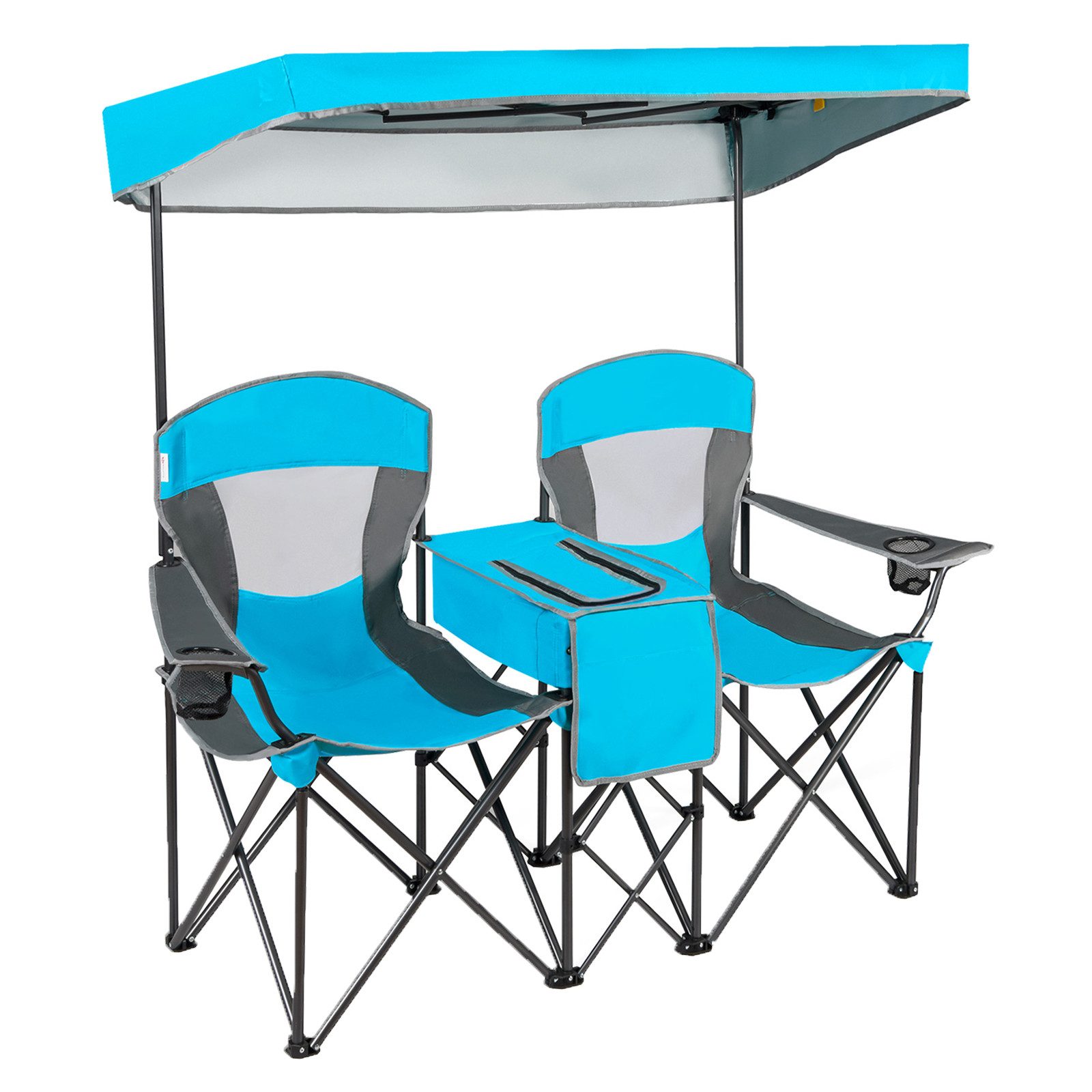 COSTWAY Campingstuhl, 2-Sitzer, mit Sonnenschutz, Mini-Tisch, günstig online kaufen