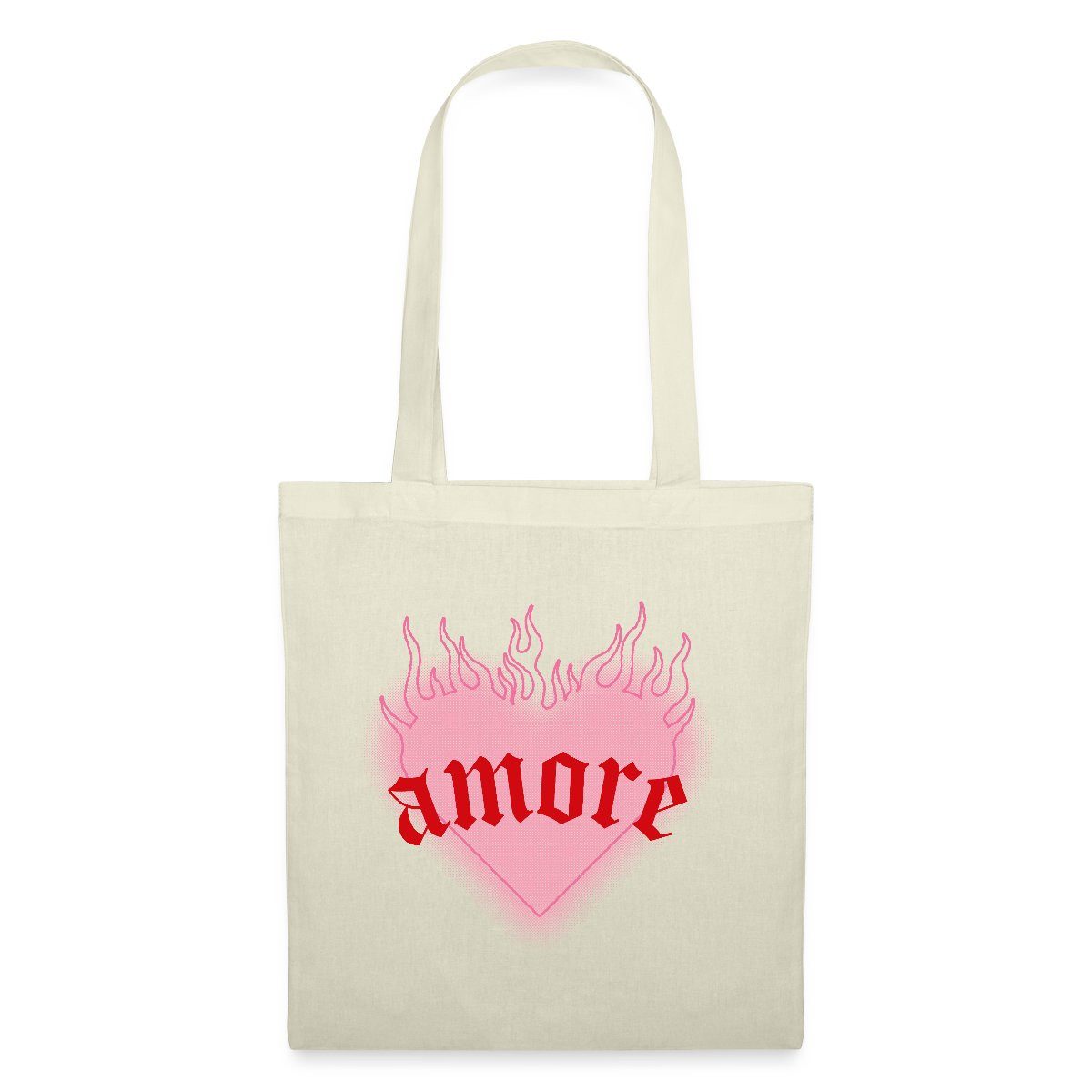 Spreadshirt Henkeltasche Amore Festival Y2K Herz Mit Flammen Stoffbeutel (1-tlg)