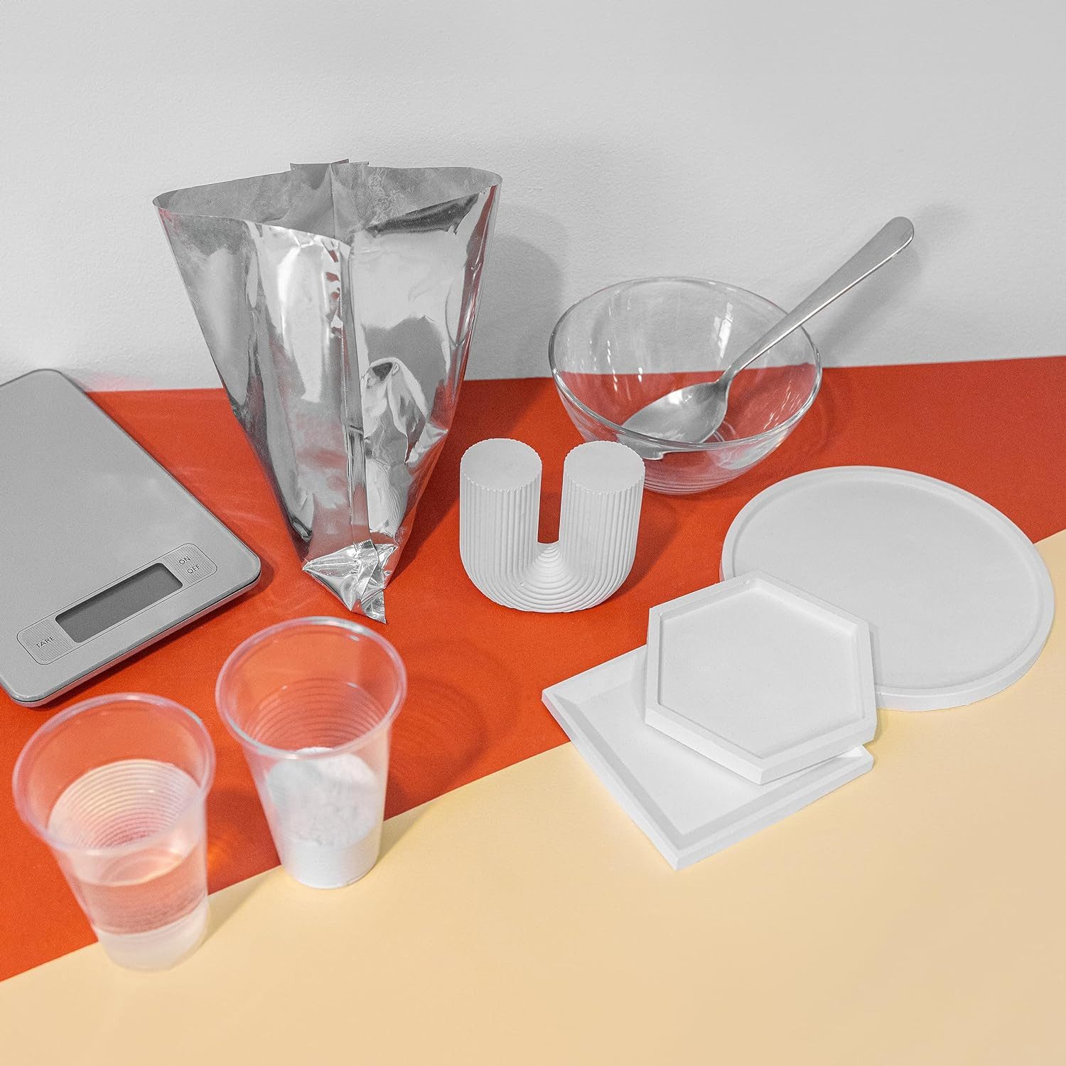 Creative Deco Modelliermasse Gießpulver weiß Keramik Gießmasse, Reliefgießpulver Modelliergips, Zum Modellieren