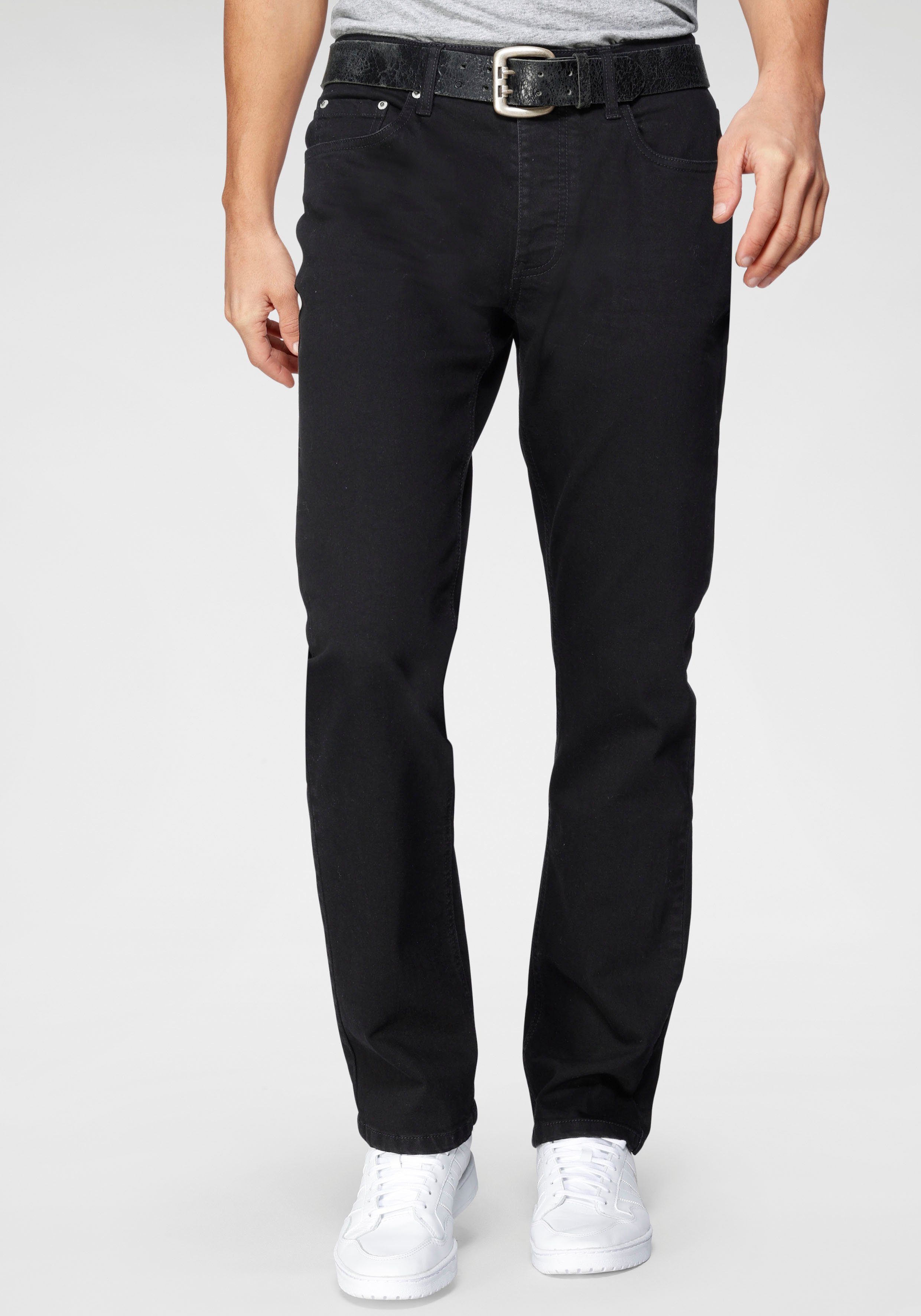 John Devin Straight-Jeans mit Knopfleiste black