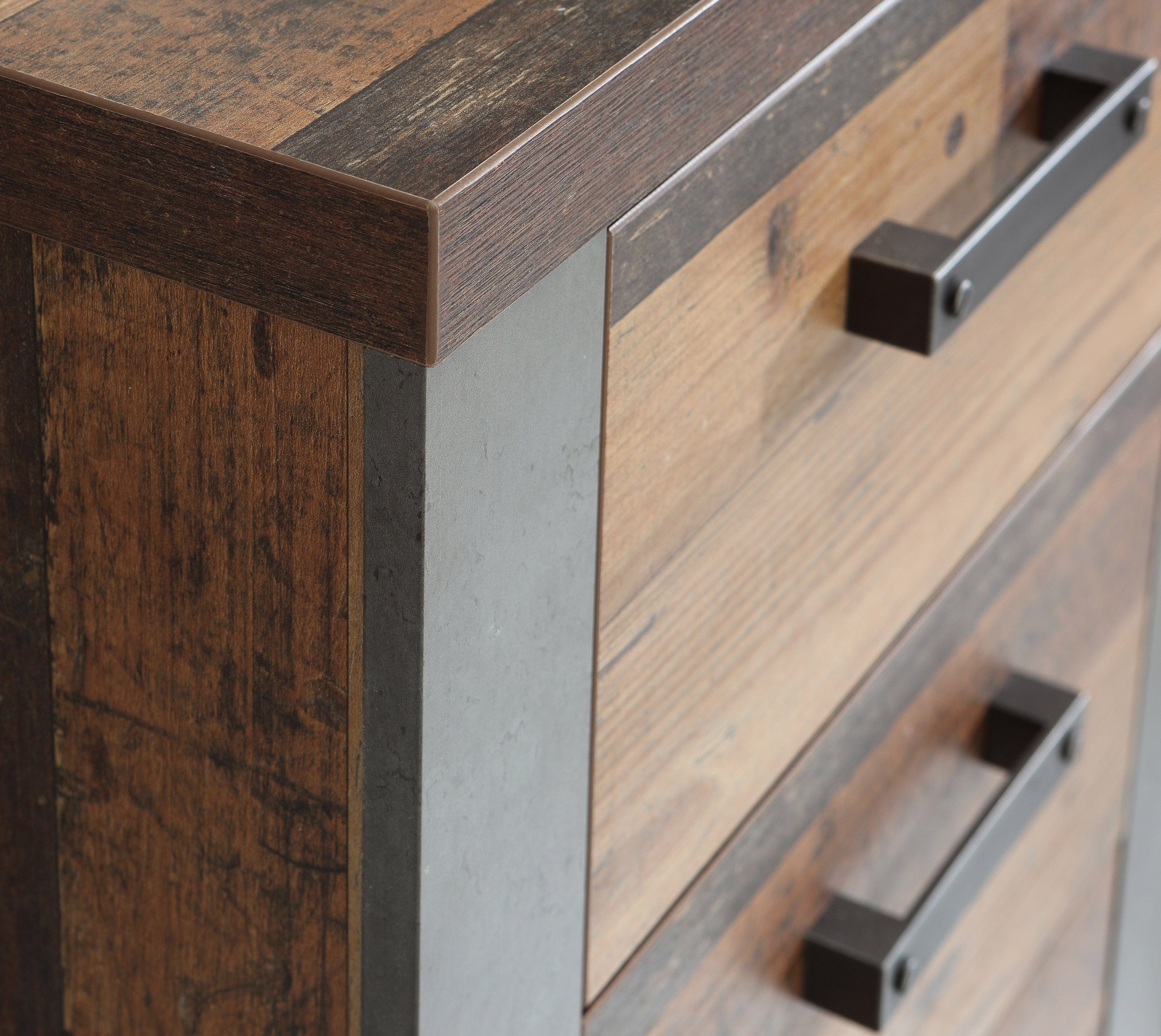 Newroom Kommode Old Wood Vintage und Betonoptik 57 cm, Kommode Old Wood Vintage und Betonoptik Modern Industrial Sideboard