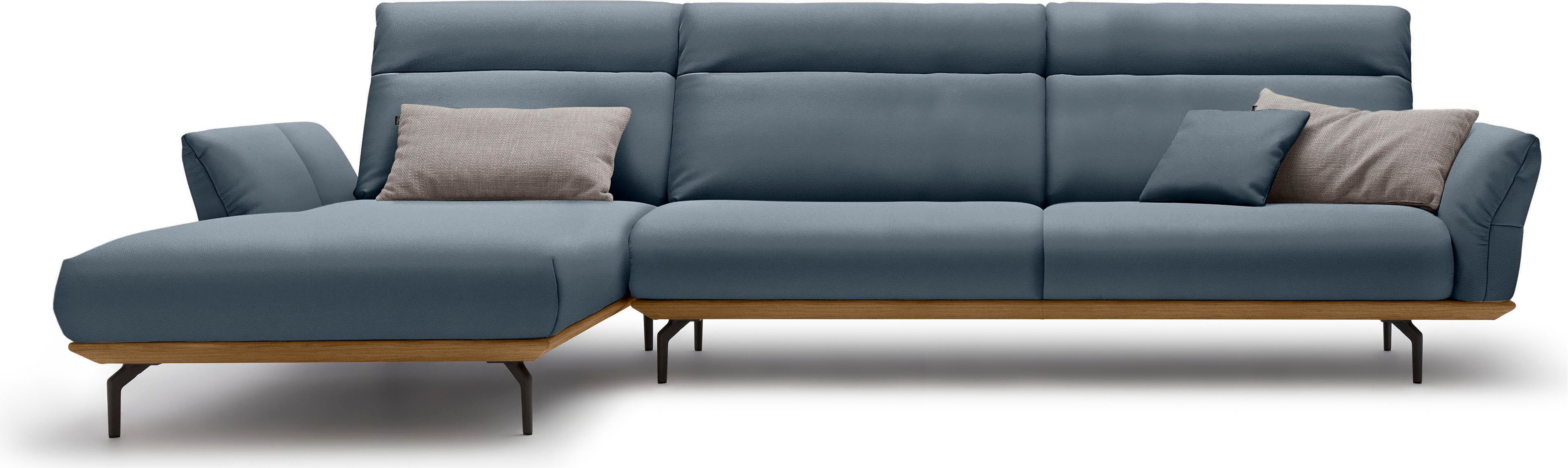 Creation BY ROLF BENZ Ecksofa CR.460 Designsofa mit erstklassigem Sitzkomfort, Sockel in Nussbaum, Winkelfüße in Umbragrau, Breite 338 cm