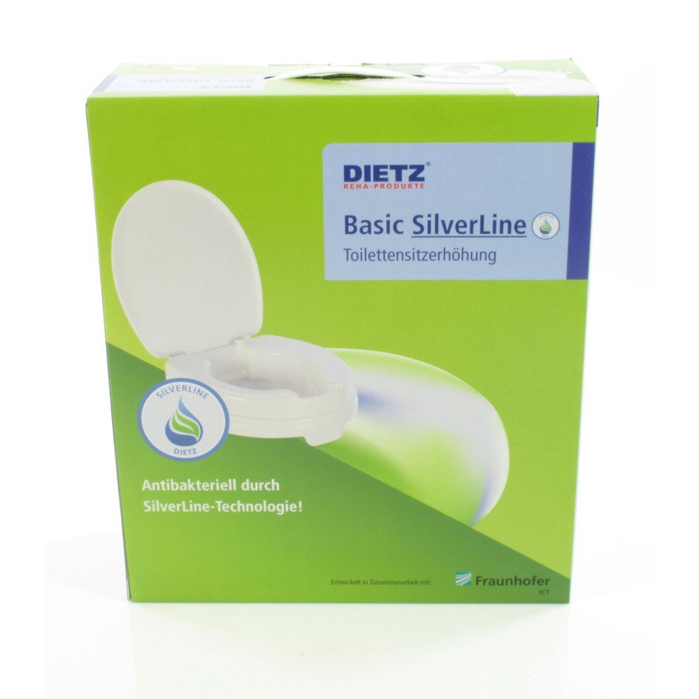 DIETZ® REHA-PRODUKTE Toiletten-Stuhl Dietz Toilettensitzerhöhung mit Deckel Basic Silve