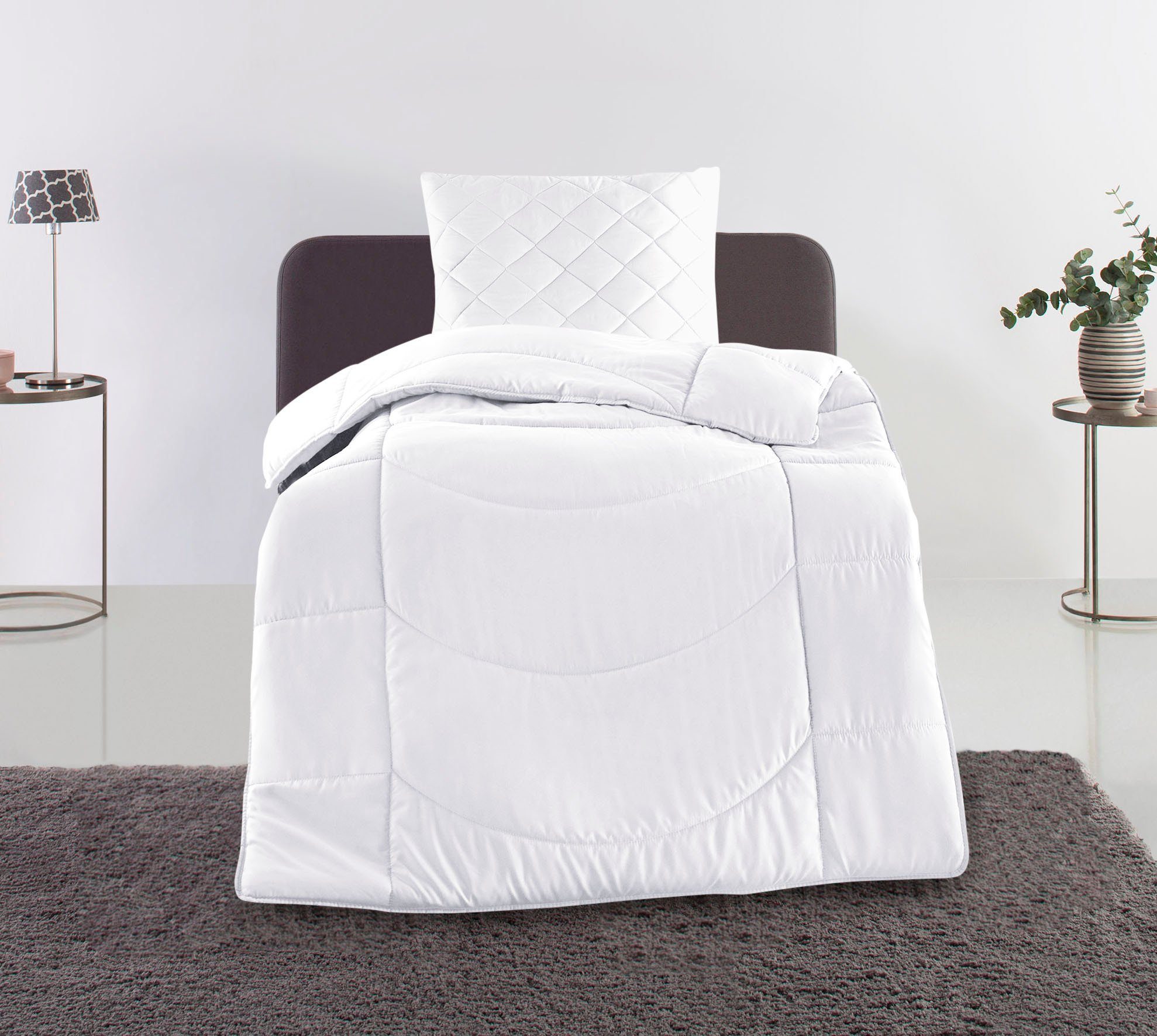 my home Steppbett + Kopfkissen Microlux, günstig online kaufen