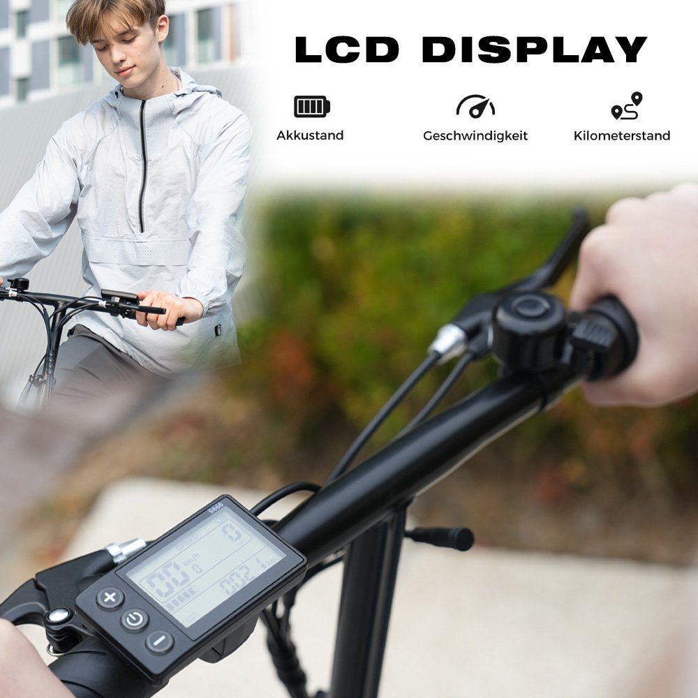 8.4Ah LCD cityrad weiß 35-70km Display 16 elektro Elektrofahrrad, E-Bike RCB zoll ELEKGO-EG05 36V Heckmotor, Klappbares