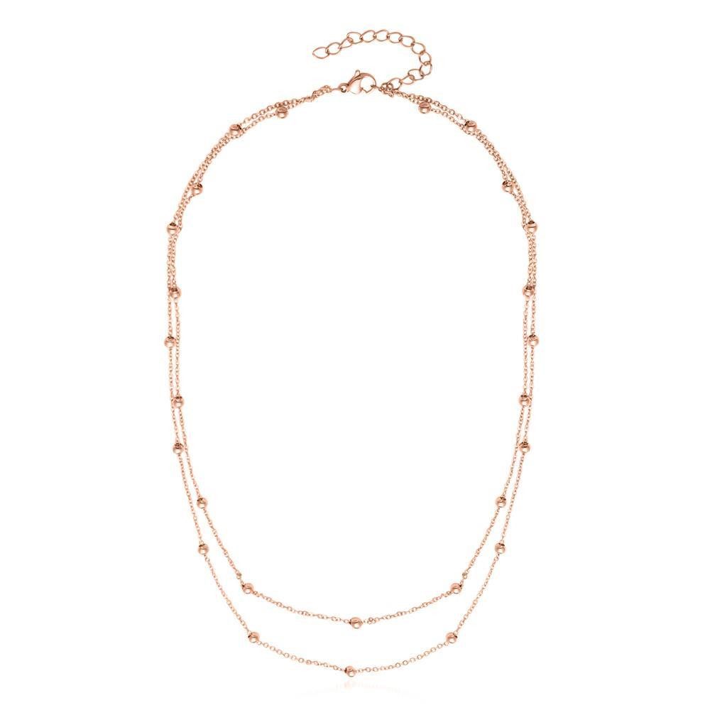 JEWLIX Edelstahlkette Zweireihige Damenkette in Roségold geziert mit Kugeln N5148-R