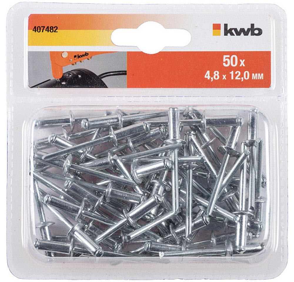 Thumbnail - kwb Niete kwb 407482 Blindniete (x L) 4.8 mm x 12 mm Aluminium Aluminium Alum