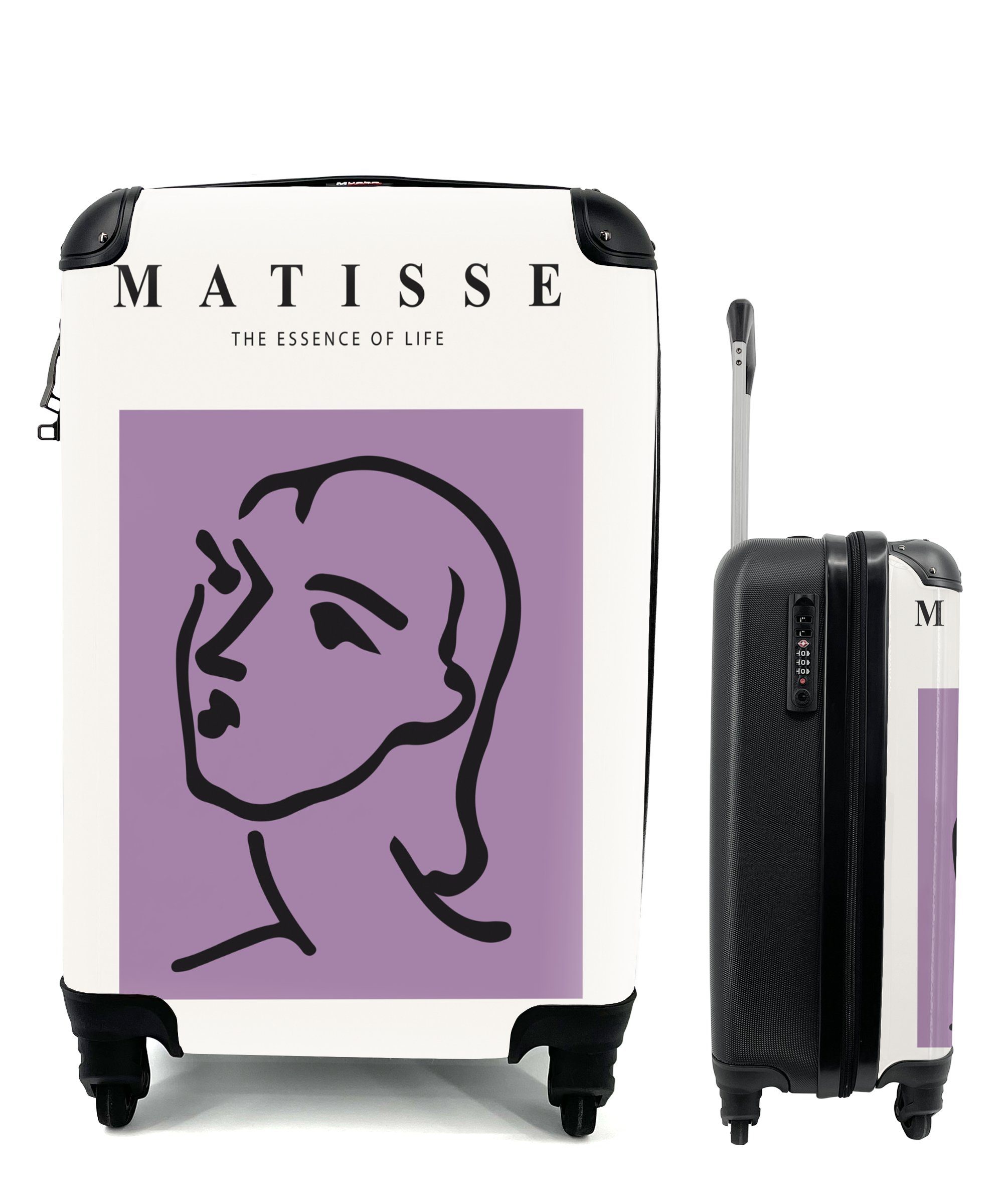 Abstrakt Ferien, MuchoWow - Meister Handgepäckkoffer Reisekoffer Matisse rollen, Frau, - Alte 4 Handgepäck Trolley, - Reisetasche für mit Rollen,