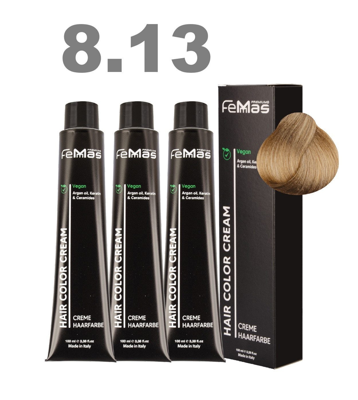 Femmas Premium Haarfarbe FemMas professionelle Haarfarbe mit Arganöl 3 x 100 ml
