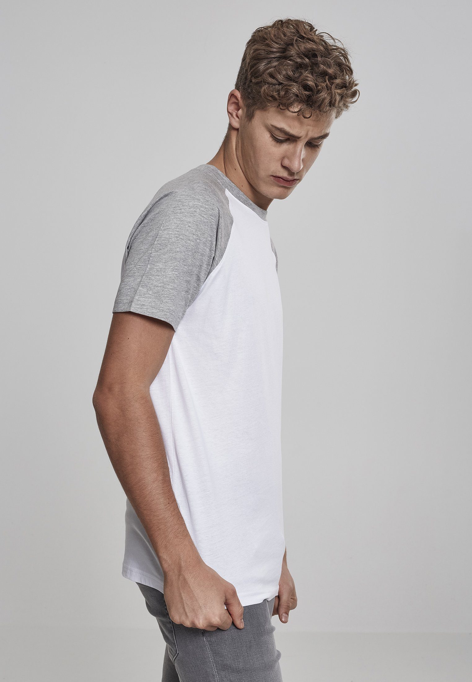 URBAN Herren (1-tlg) Raglan CLASSICS Contrast Tee T-Shirt white/grey