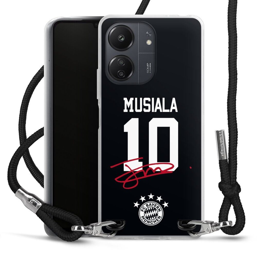 DeinDesign Handyhülle FC Bayern München Jamal Musiala FCB Musiala 10, Xiaomi Redmi 13C 4G Handykette Hülle mit Band Case zum Umhängen