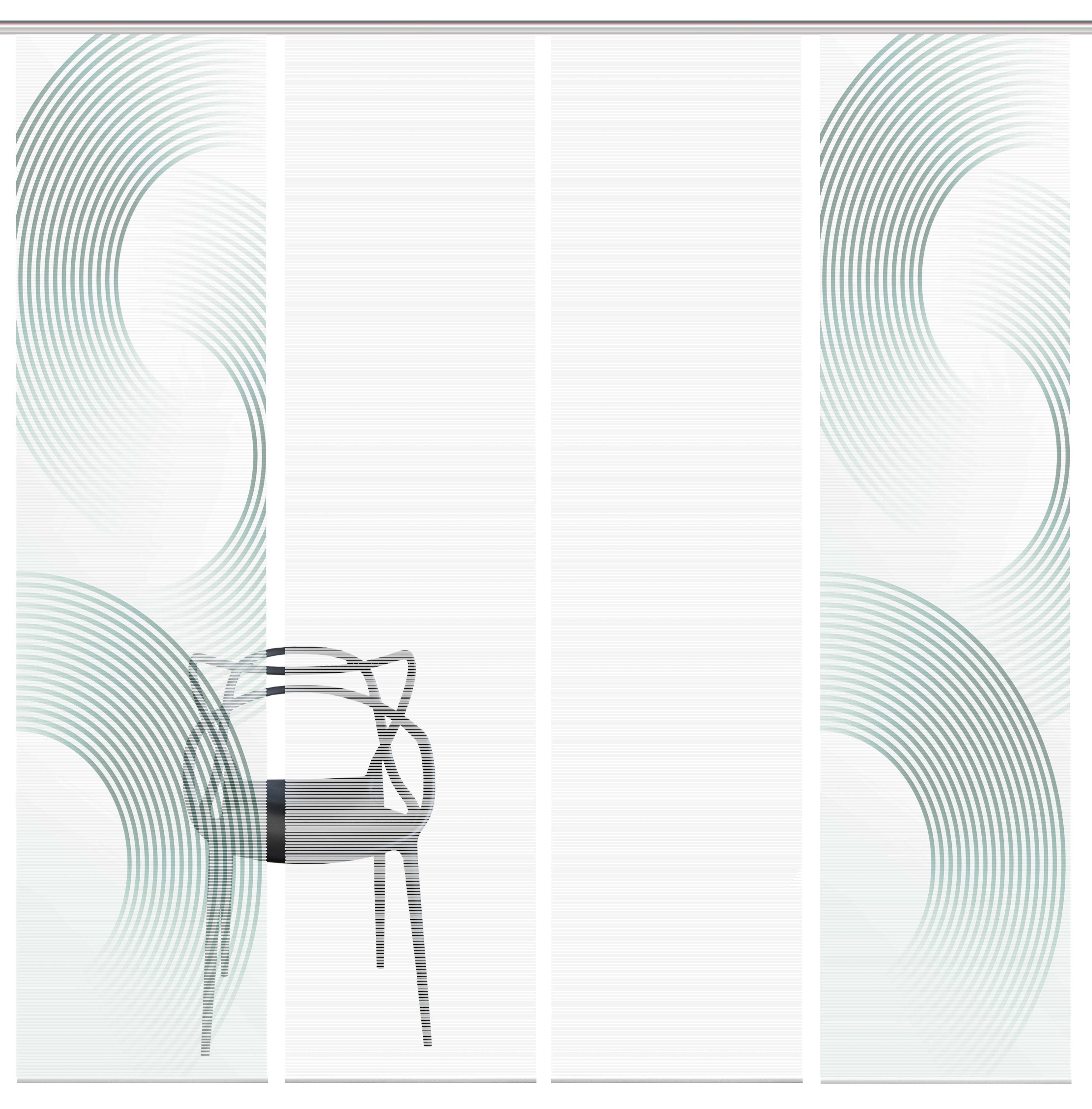 Vision Schiebegardine BEXON (4 St), Paneelwagen, halbtransparent, SET,SCHIEBEVORHANG,BAMBUS,DIGITALDRUCK