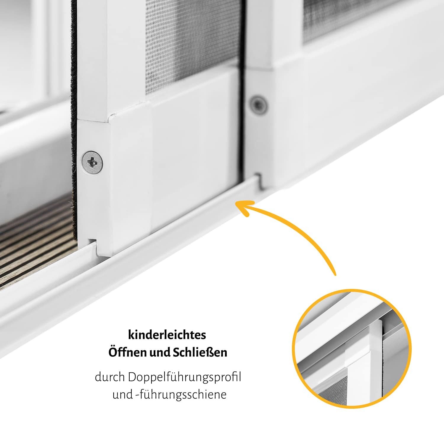 empasa Insektenschutz-Schiebetür "XXL", Insektenschutztür Doppelschiebetür Schiebetür Fliegengitter 240x240cm – Bild 4 von 5