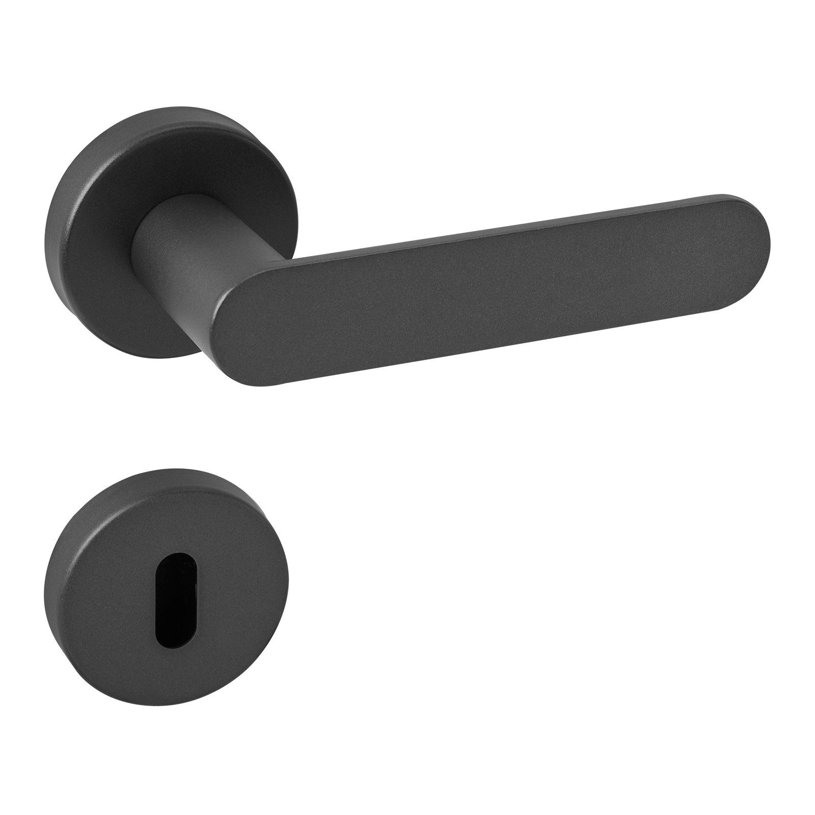 SO-TECH® Drückergarnitur Türdrücker SAM Aluminium Oval Rosette, Buntbart Türgarnitur für Zimmertür anthrazit