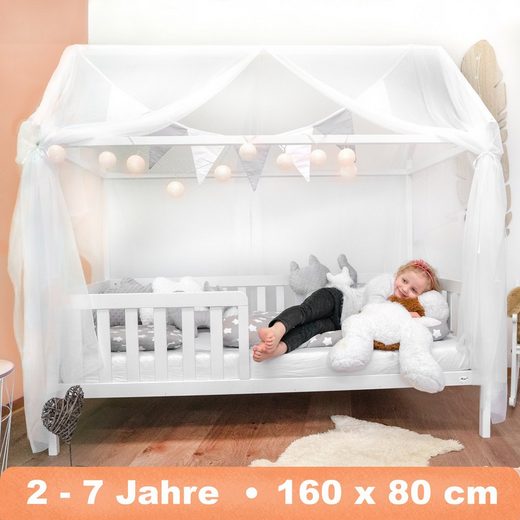 Alcube Kinderbett, Alcube Hausbett 160x80 cm - stabiles Kinderbett mit