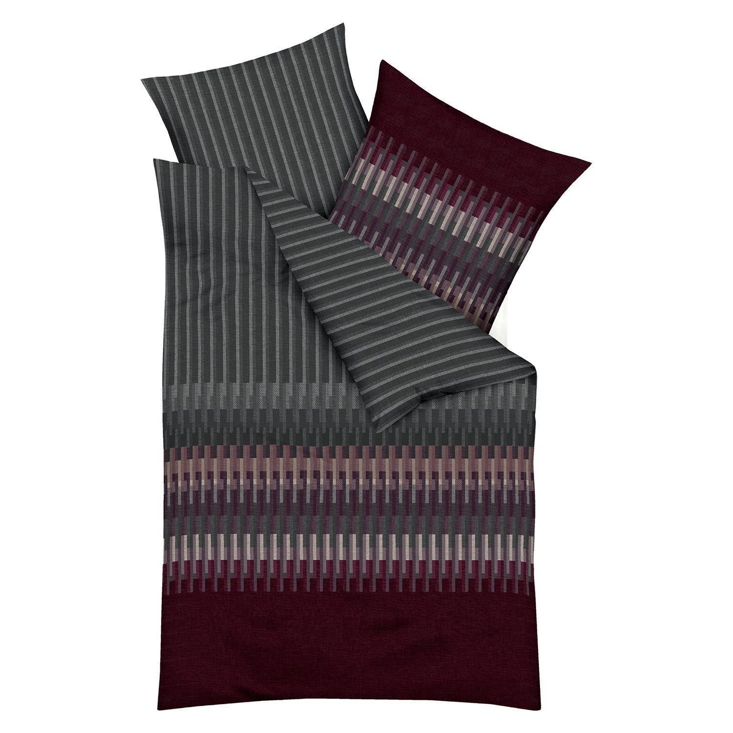 Kaeppel Bettwäsche SMART, L 155 x B 220 cm, Burgund, Grau, Biber, 1 teilig, günstig online kaufen