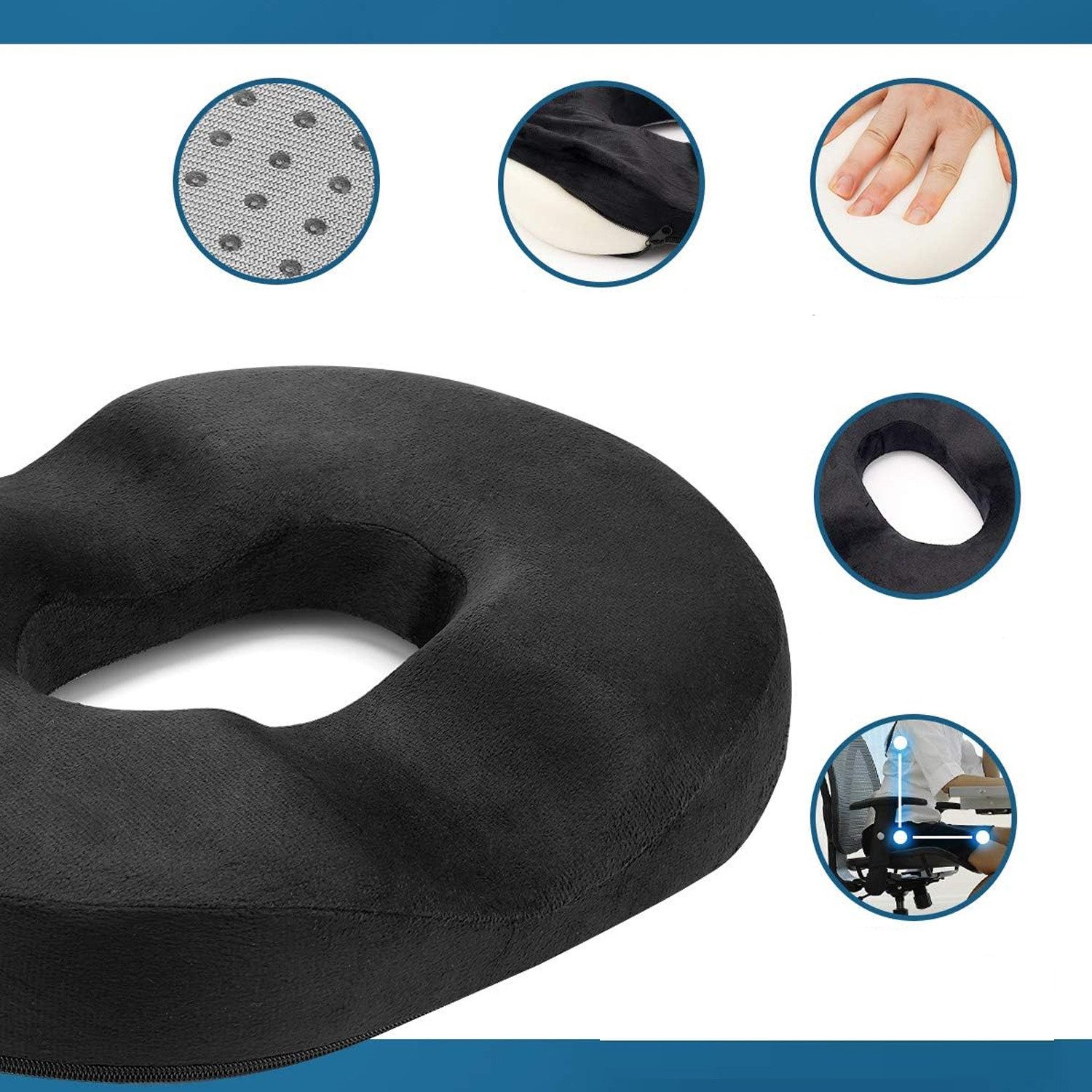 TUWENA Stuhlkissen Donut-Kissen für Schwangerschaft Druckgeschwüre Hämorrhoiden Bürostuhl, Schmerzlinderung Kissen Steißbein, Postnatal, Ischias