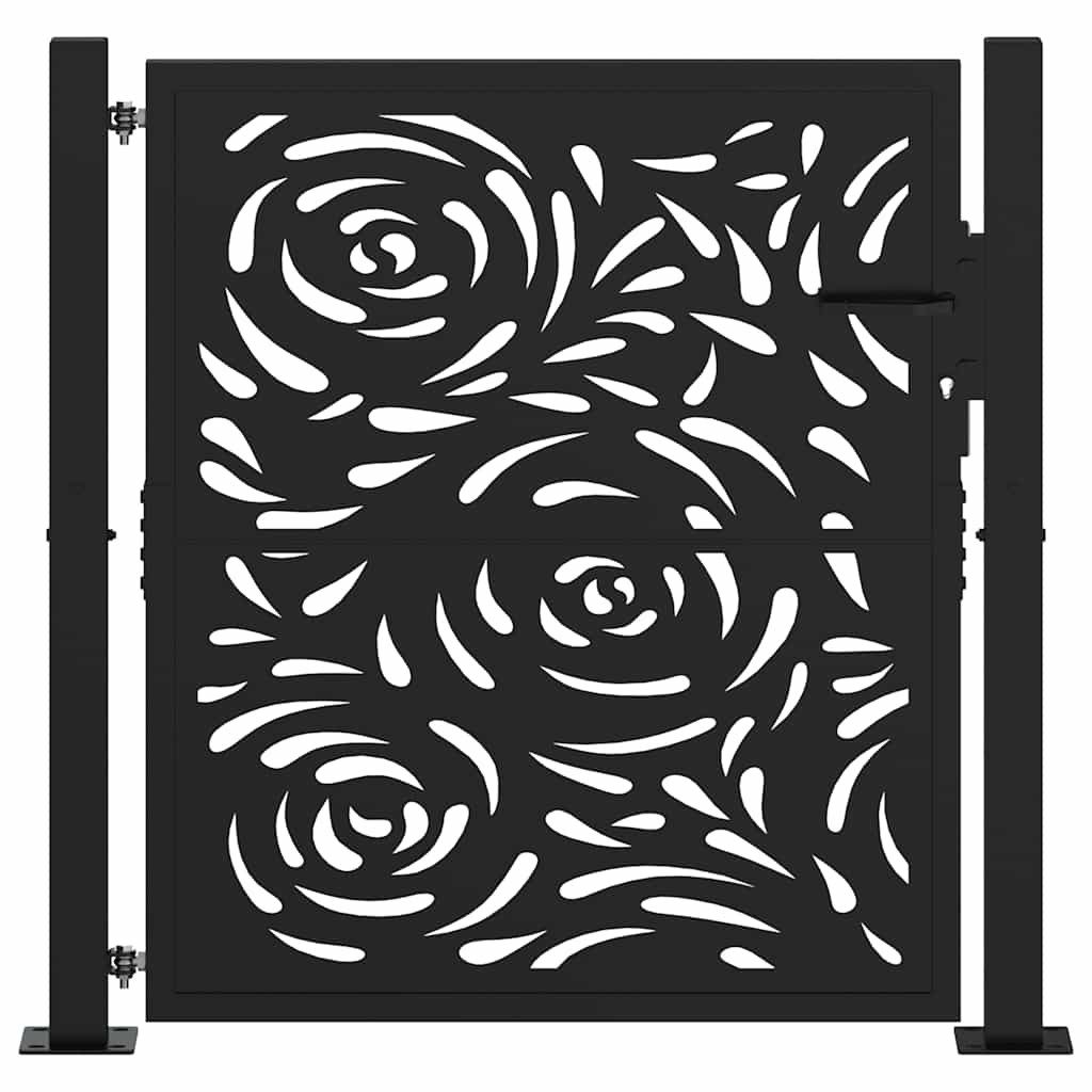 vidaXL Gartentor Gartentor Schwarz 100x100 cm Stahl Flammendesign