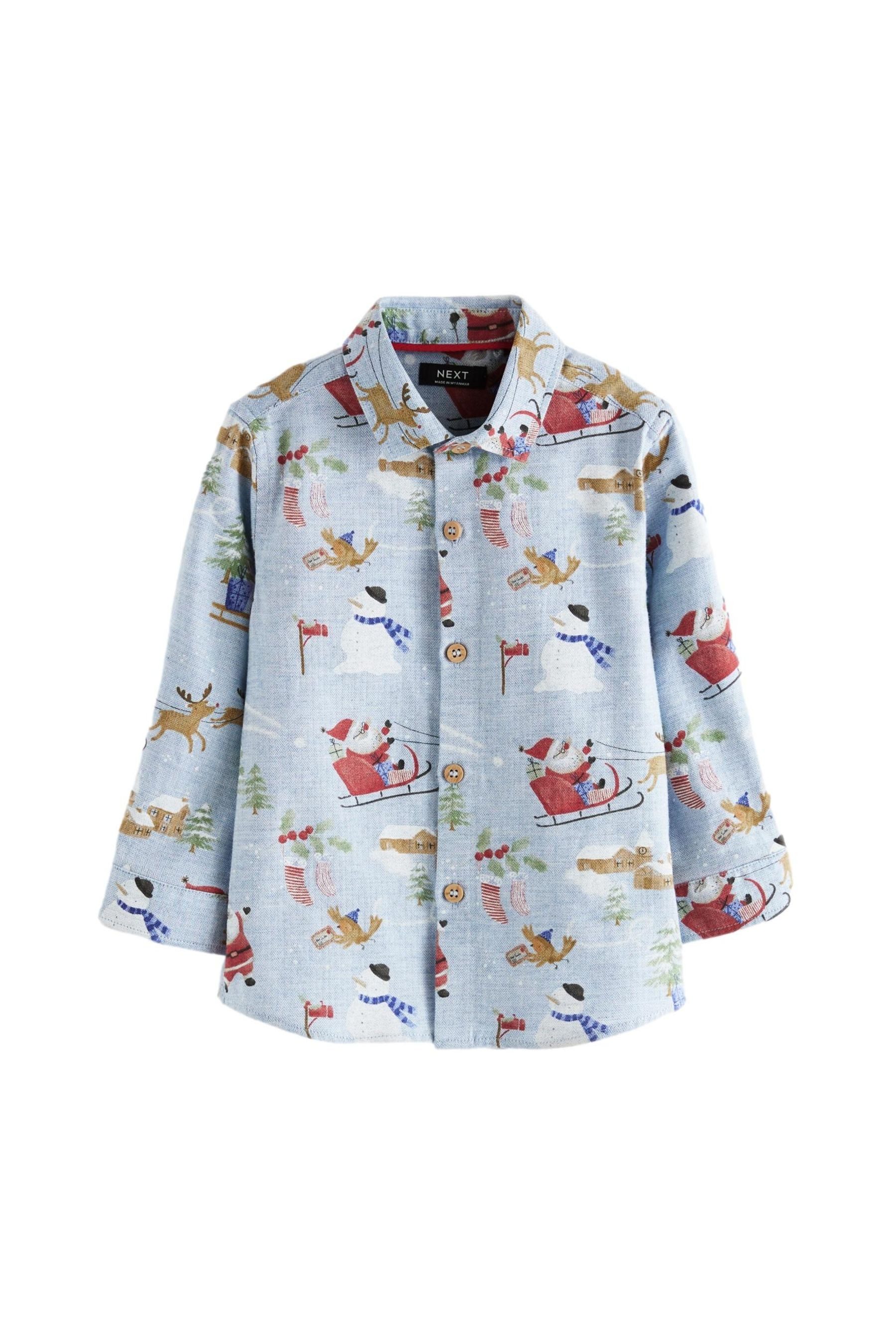 Langarmhemd Langärmeliges Weihnachtshemd aus 100 % Baumwolle
