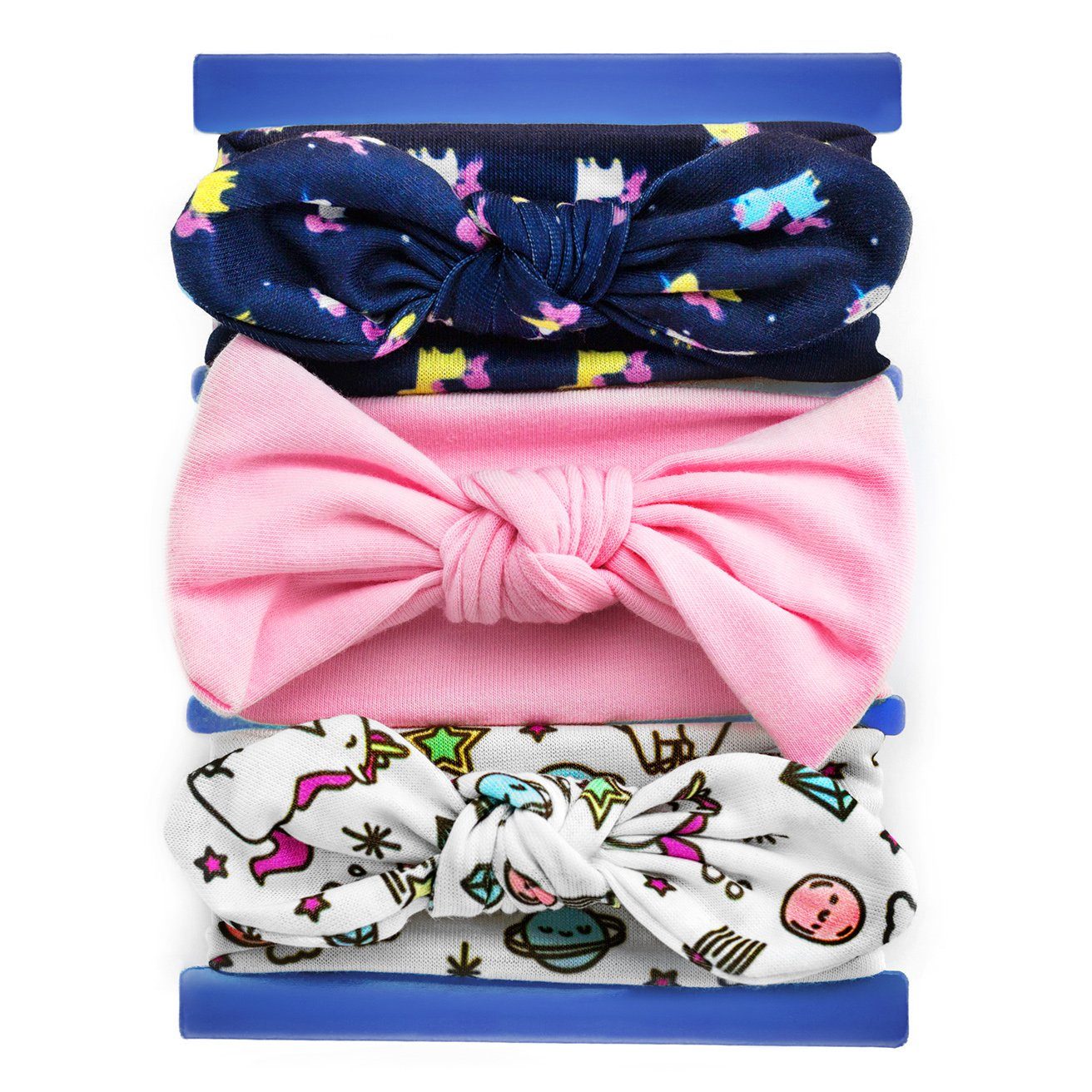 MyBeautyworld24 Stirnband 3er Set verknotete Baby Stirnbänder 0 – 24 Monate unicorn