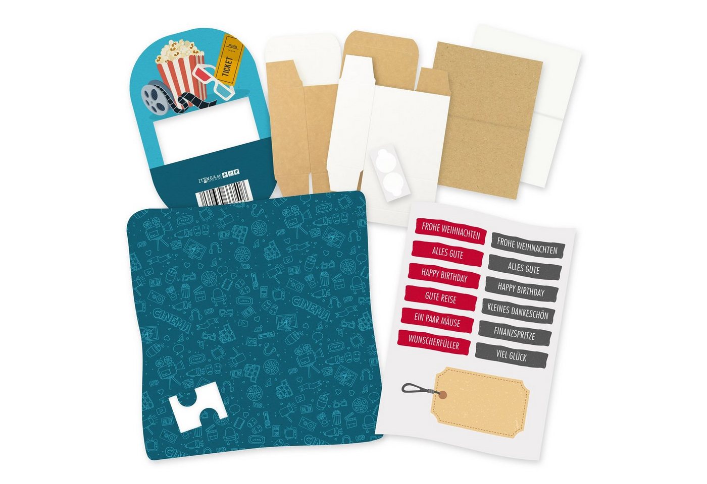 Thumbnail - itenga Grußkarten itenga Geldgeschenkverpackung Kinoticket mit Bodenplatte und Karte
