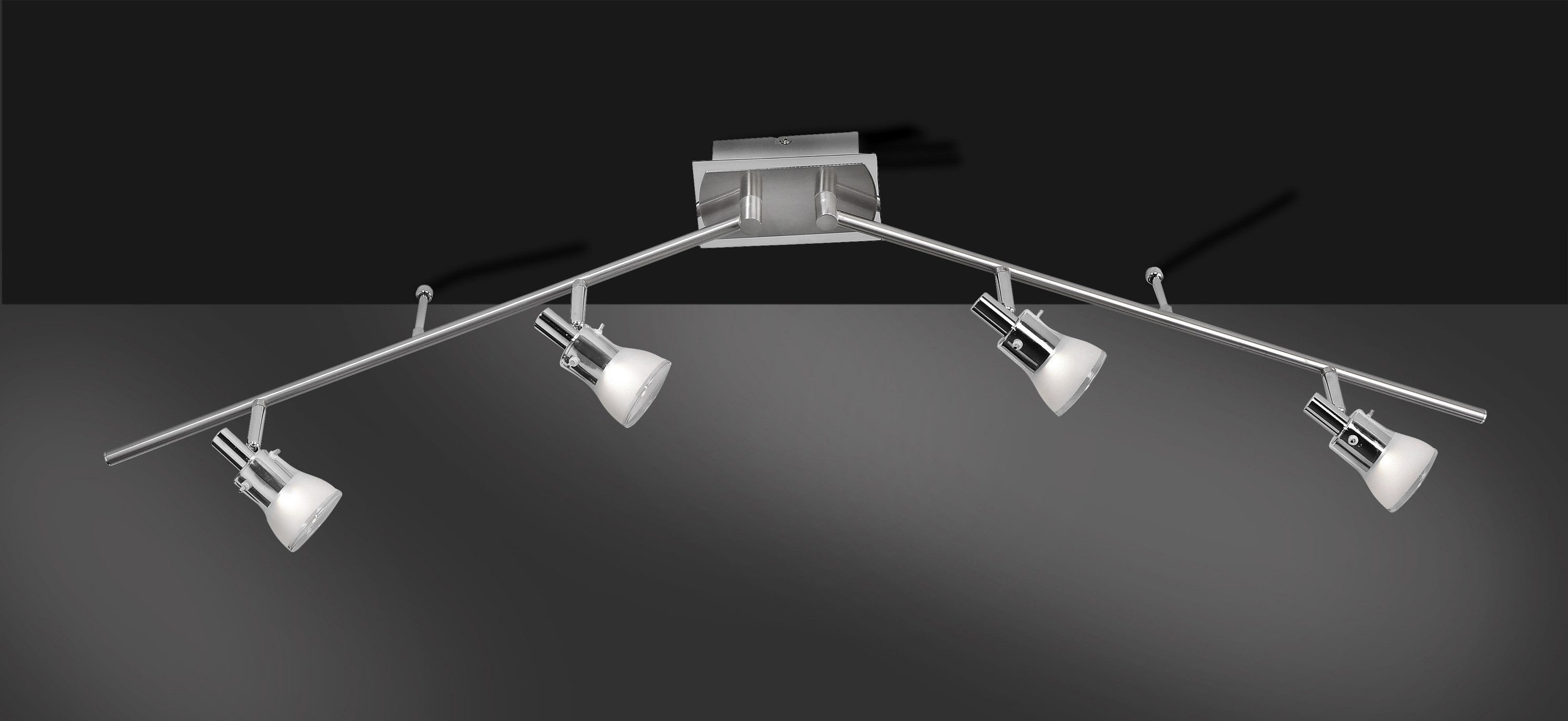 Paul Neuhaus LED Deckenleuchte LED Deckenlampe Spot 4 flammig, Spots dreh- und schwenkbar, 4xLED/5W/3000K, mit Chromapplikationen, Leuchte ist schwenkbar