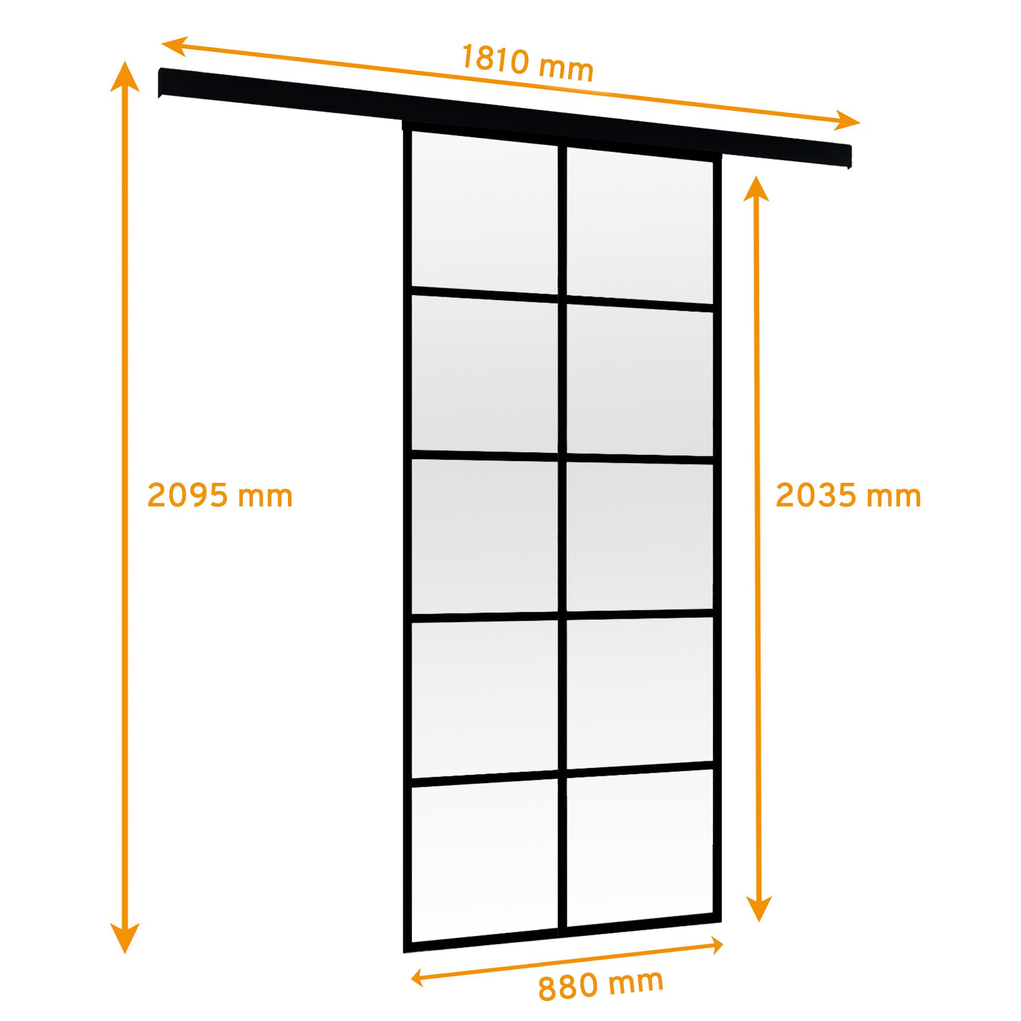 inova wohnen Glasschiebetür mit schwarzem 10 Felder Dekor, Größenauswahl (K günstig online kaufen