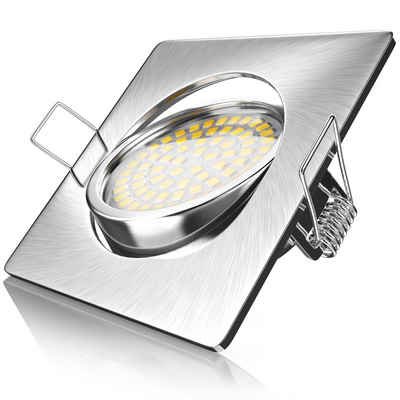 Brandson LED Einbaustrahler, schwenkbarer Deckenspot, Edelstahl Optik, 320 Lumen, Warmweiß